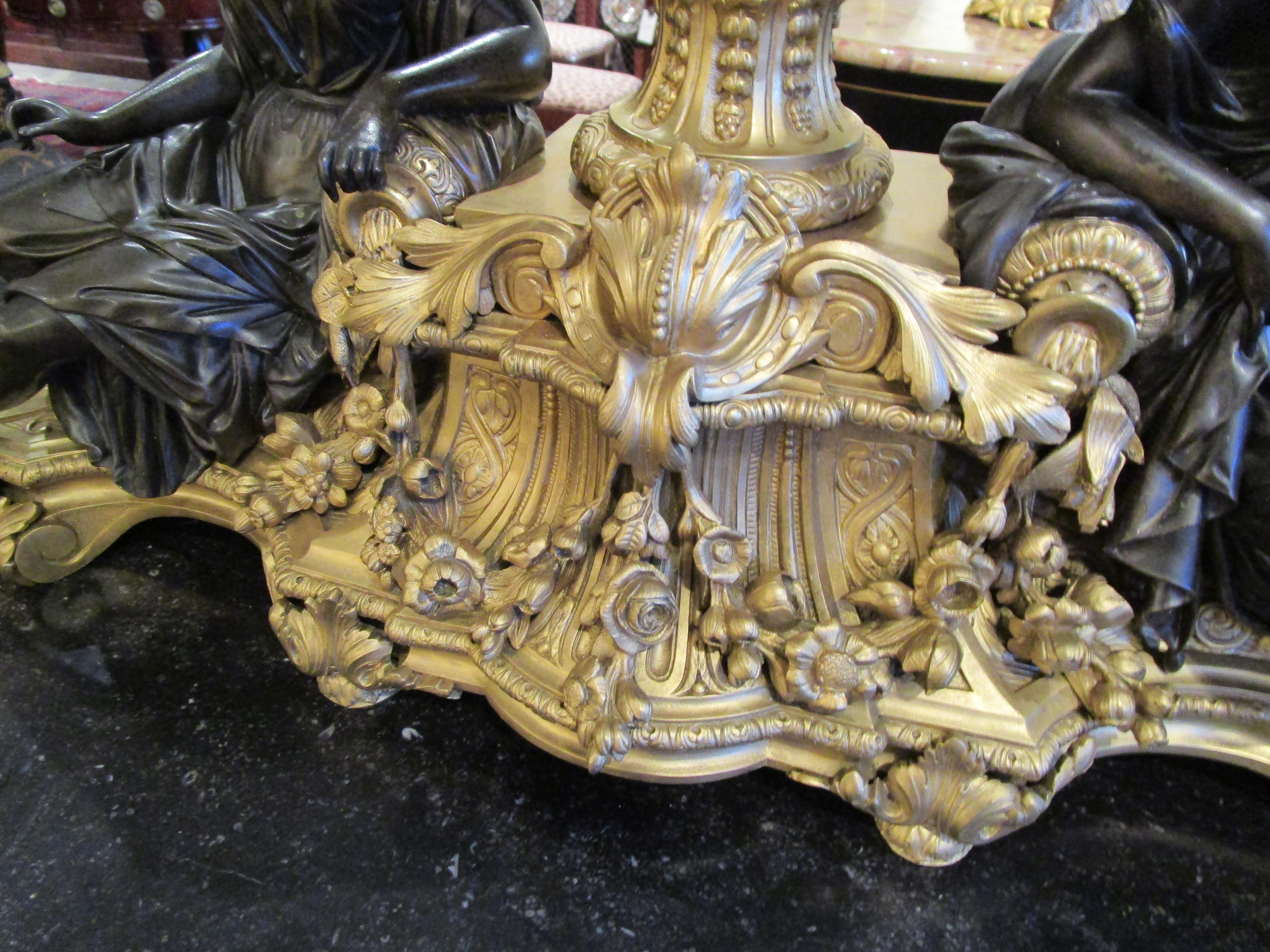 Fine and Large French 19th Century Mantle Clock Louis XV by Raingo Fres Paris For Sale 2