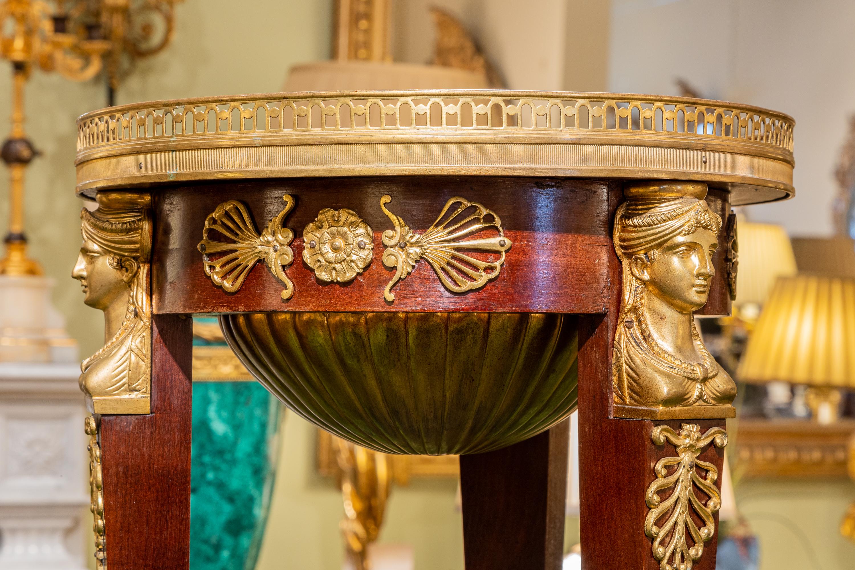 Fine and Large Gilt Bronze Empire Mahogany and Gilt Bronze Mounted Jardiniere In Good Condition In Dallas, TX