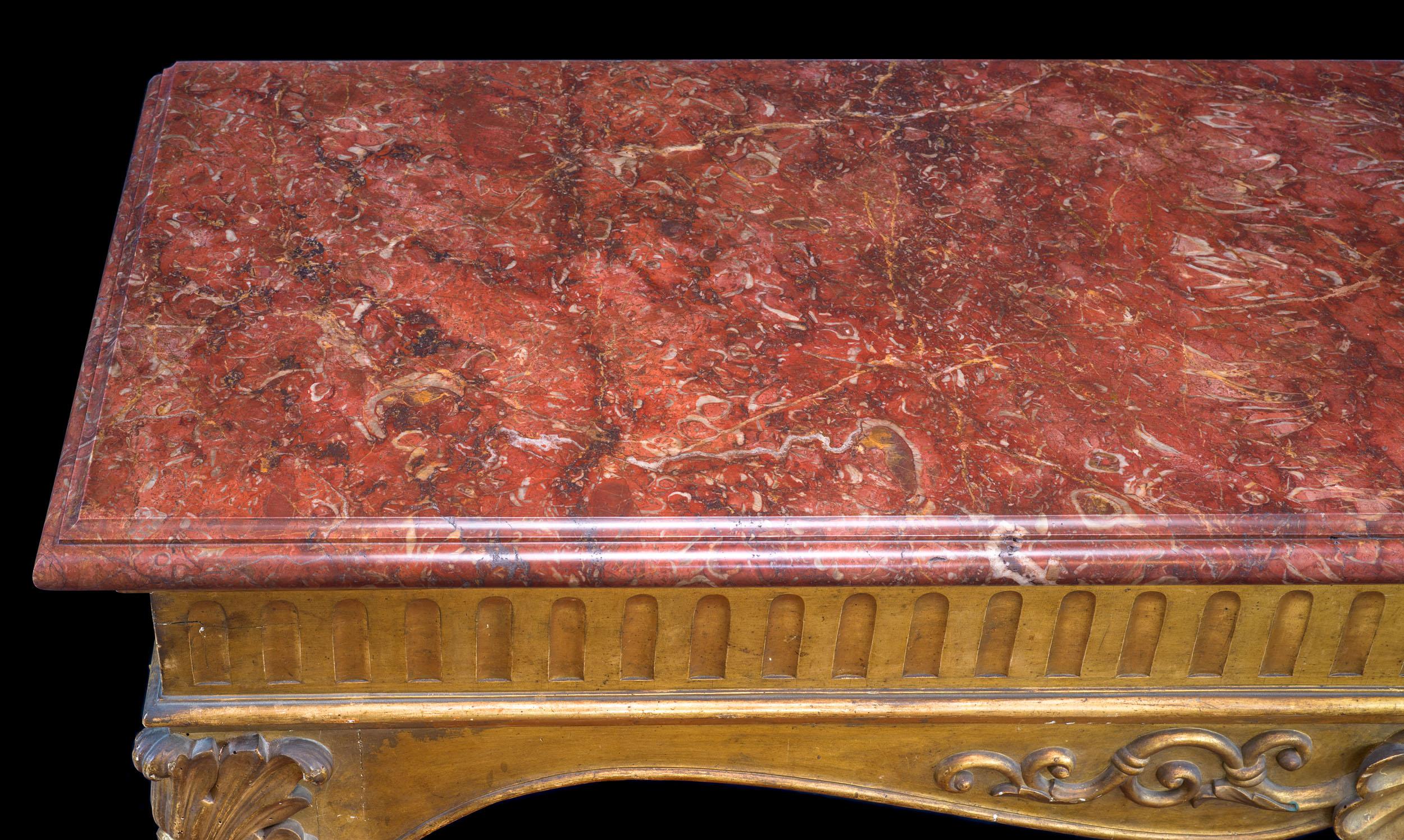 Giltwood A fine and large giltwood Italian console or game table/ Table à Gibier For Sale