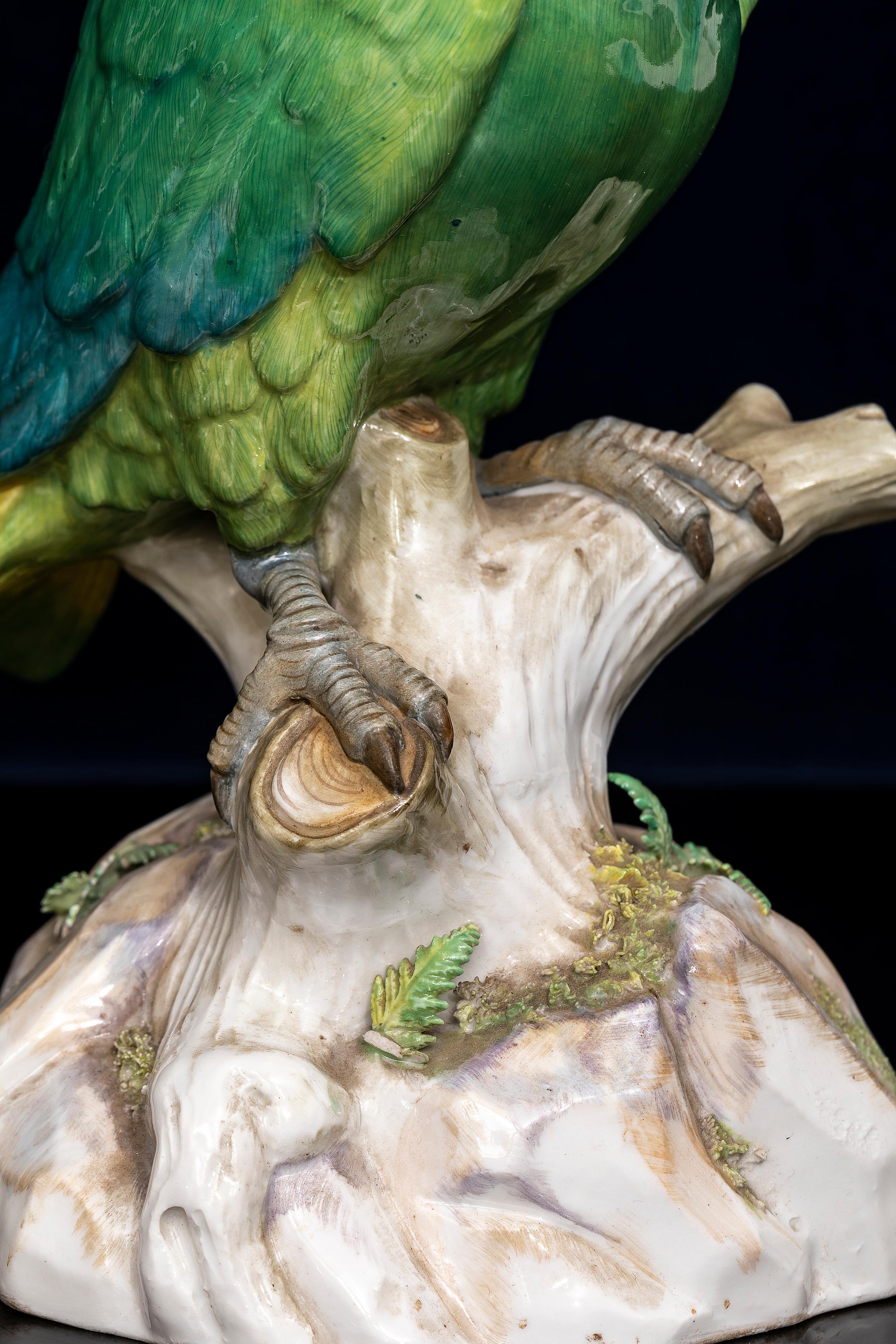 Pareja fina y grande de loros de porcelana de Meissen del siglo XIX en venta 3