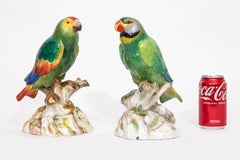 A Fine and Large Pair of 19th Century Meissen Porcelain Parrots