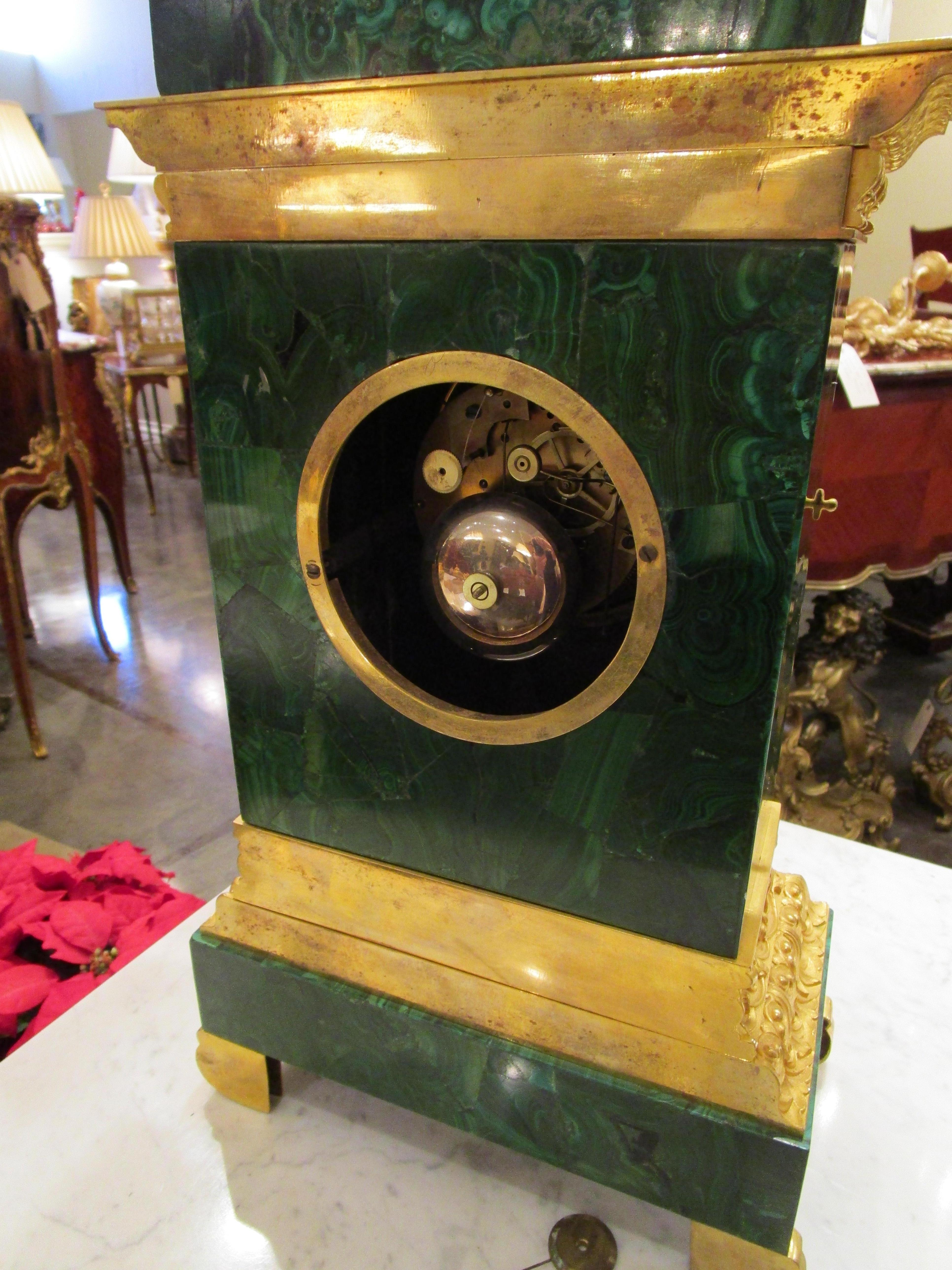 Fine and Rare 19th Century French or Russian Gilt Bronze and Malachite Mantle  For Sale 5