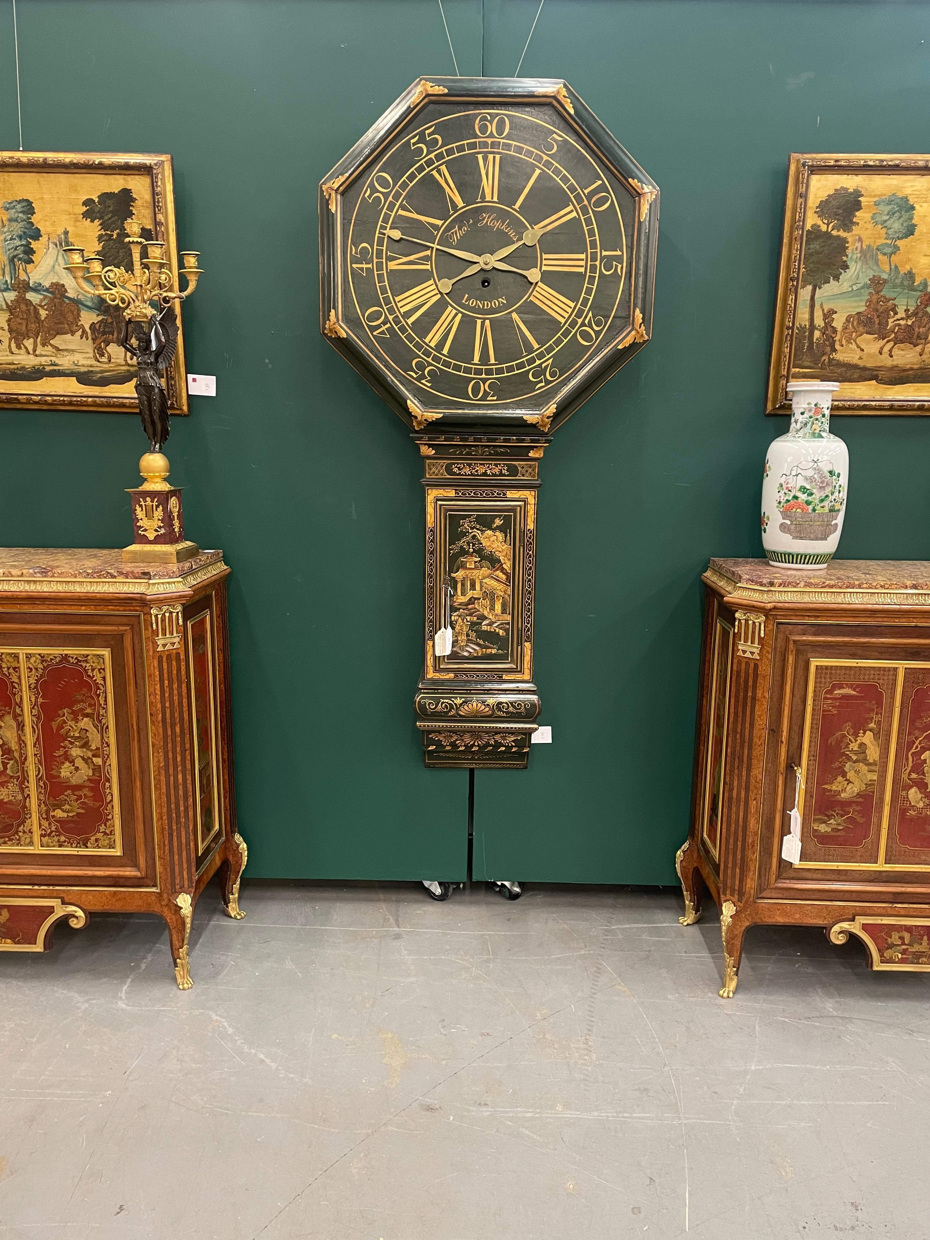 George II Fine and Rare Early 19th Century Chinoiserie Tavern Clock by Thos Hopkins