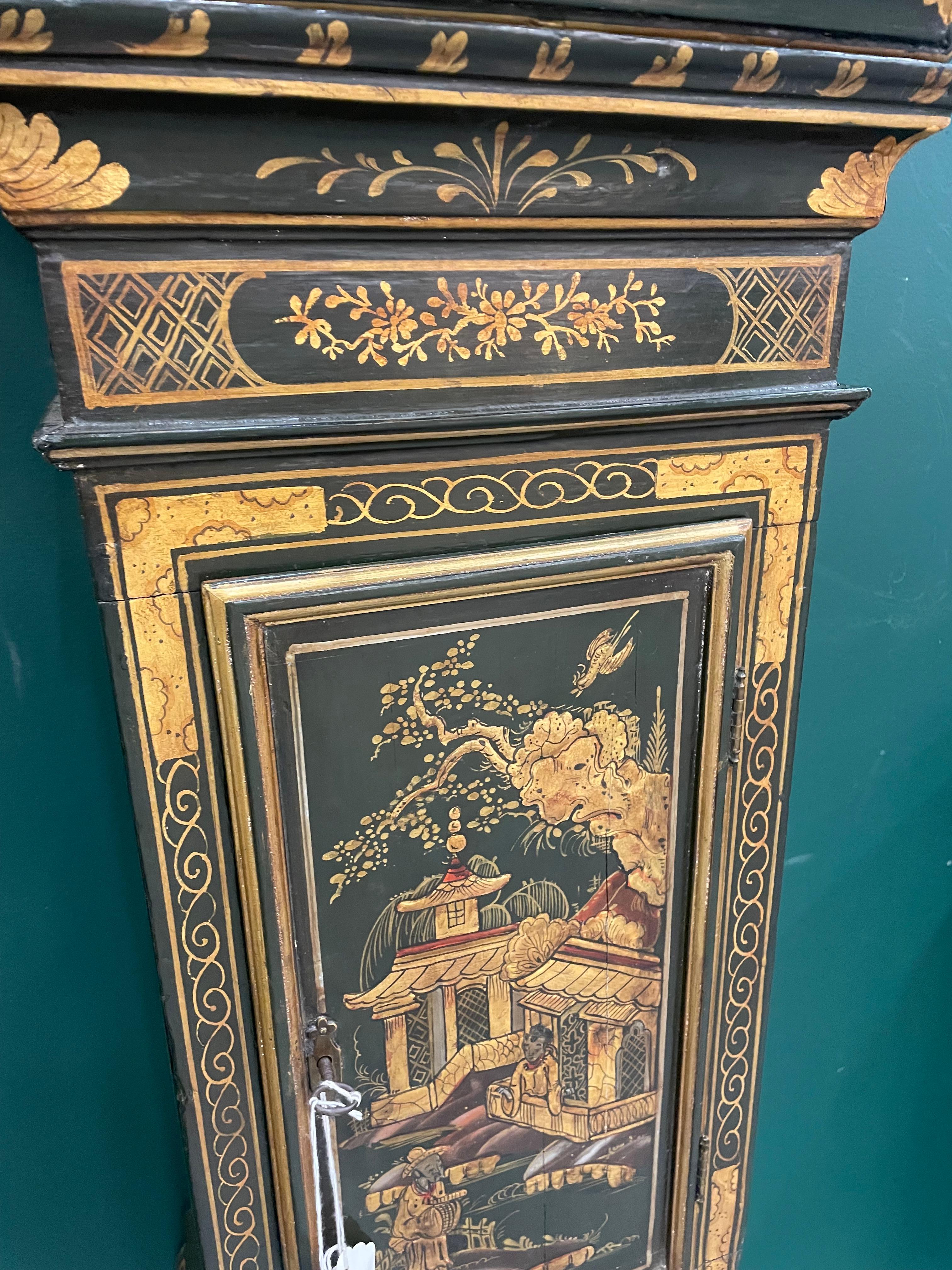 English Fine and Rare Early 19th Century Chinoiserie Tavern Clock by Thos Hopkins
