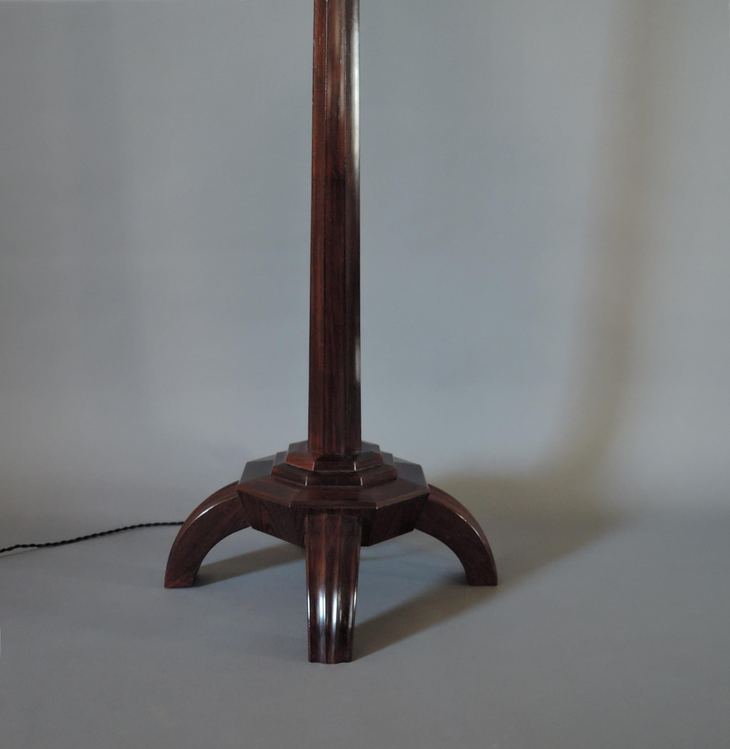Fine and Rare French Art Deco Rosewood Floor Lamp For Sale 2