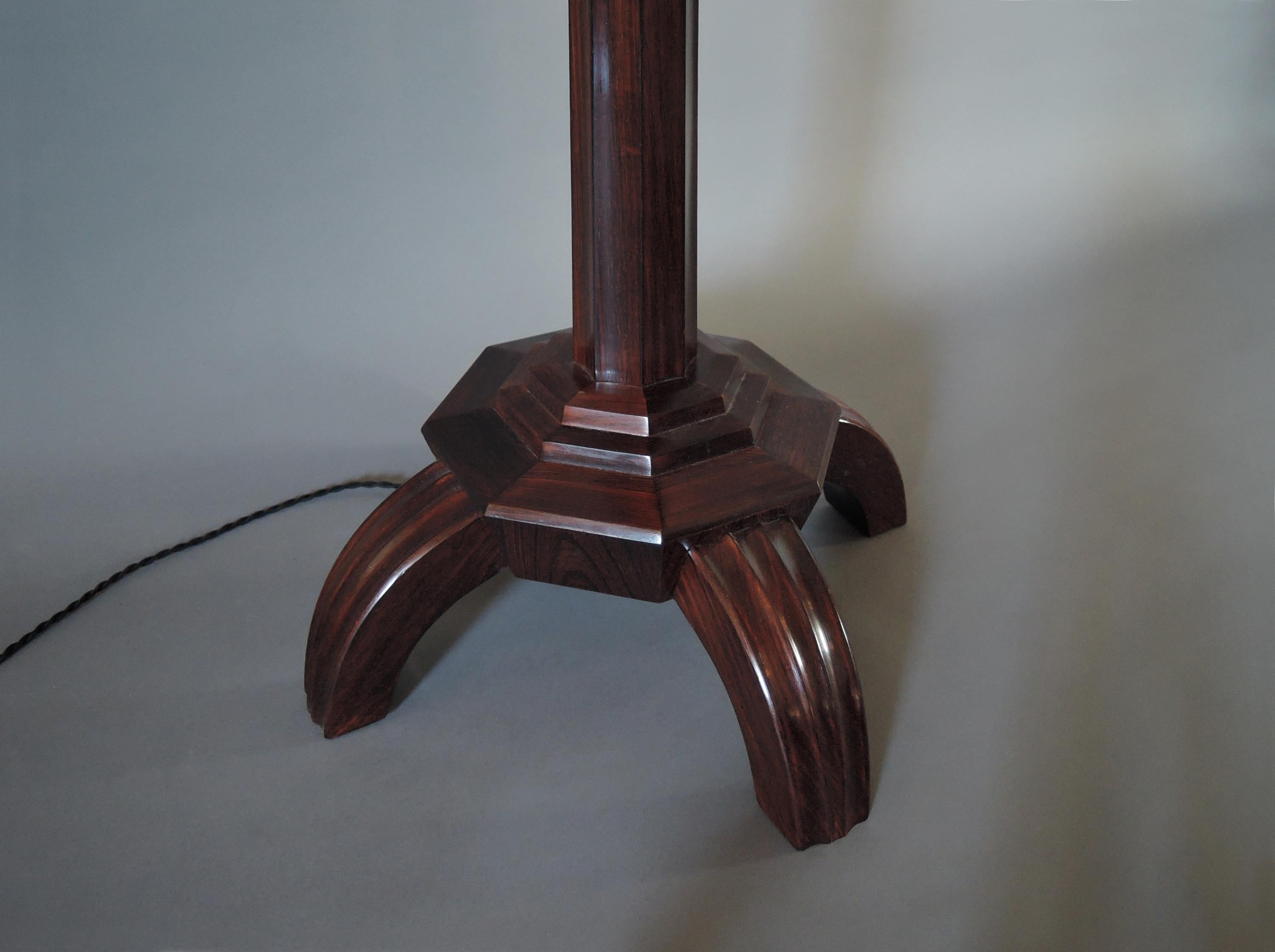 Fine and Rare French Art Deco Rosewood Floor Lamp For Sale 3