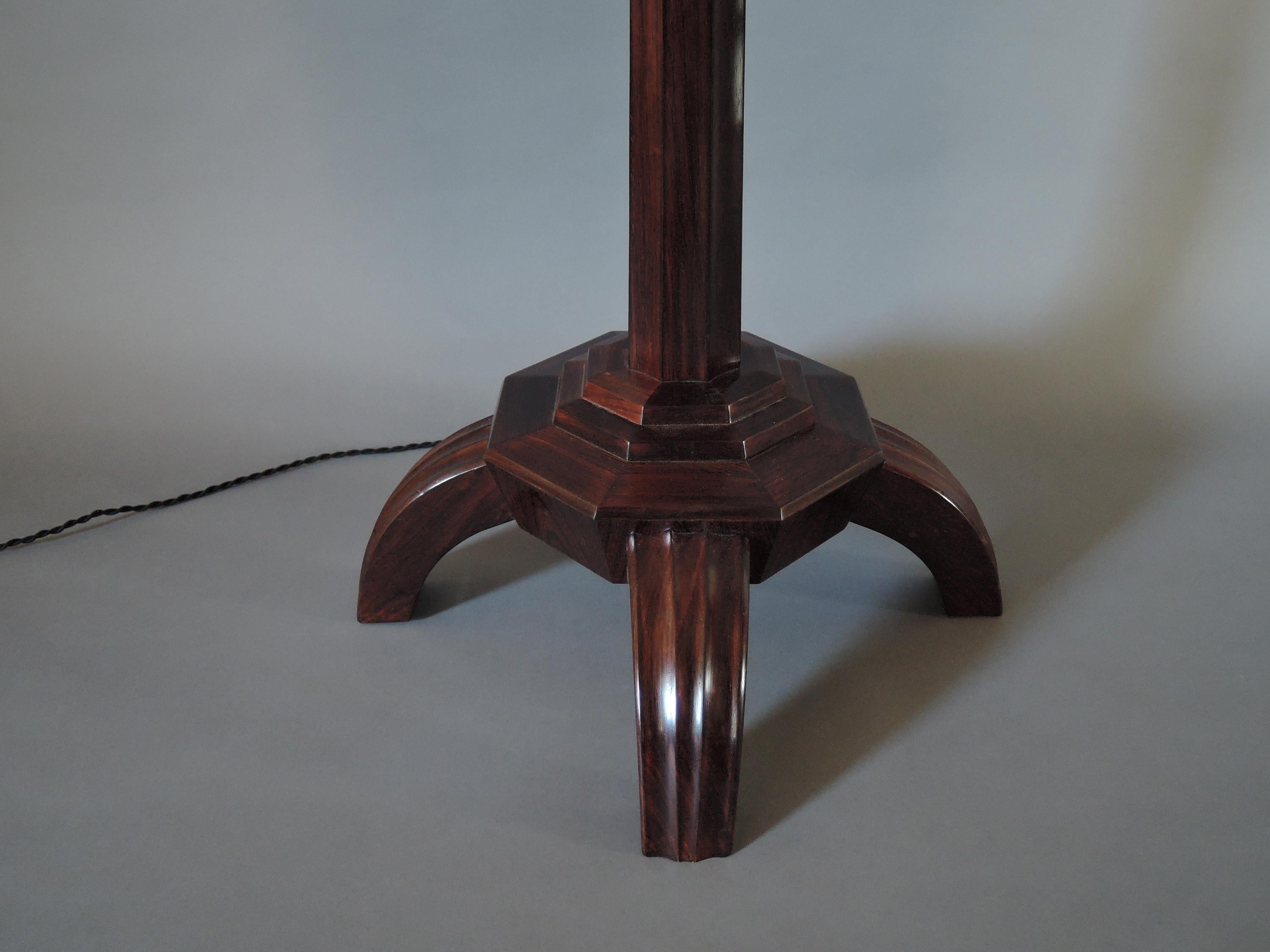 Fine and Rare French Art Deco Rosewood Floor Lamp For Sale 4