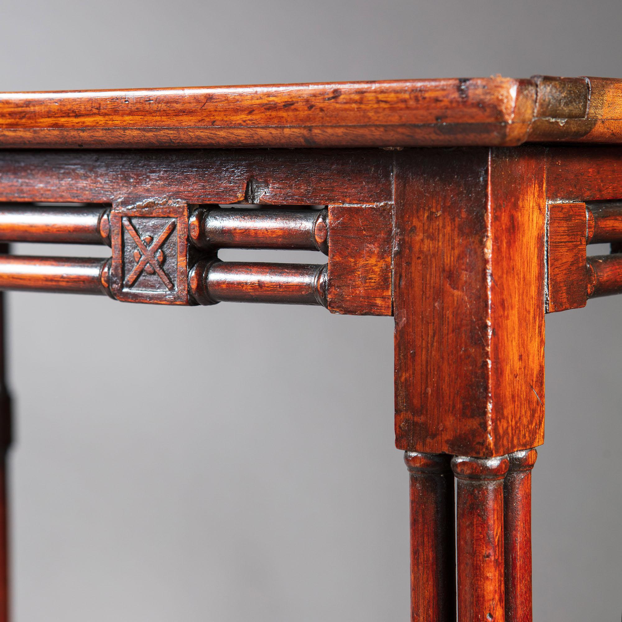 Fine and Rare George III Chinese Chippendale Mahogany Silver Table For Sale 1