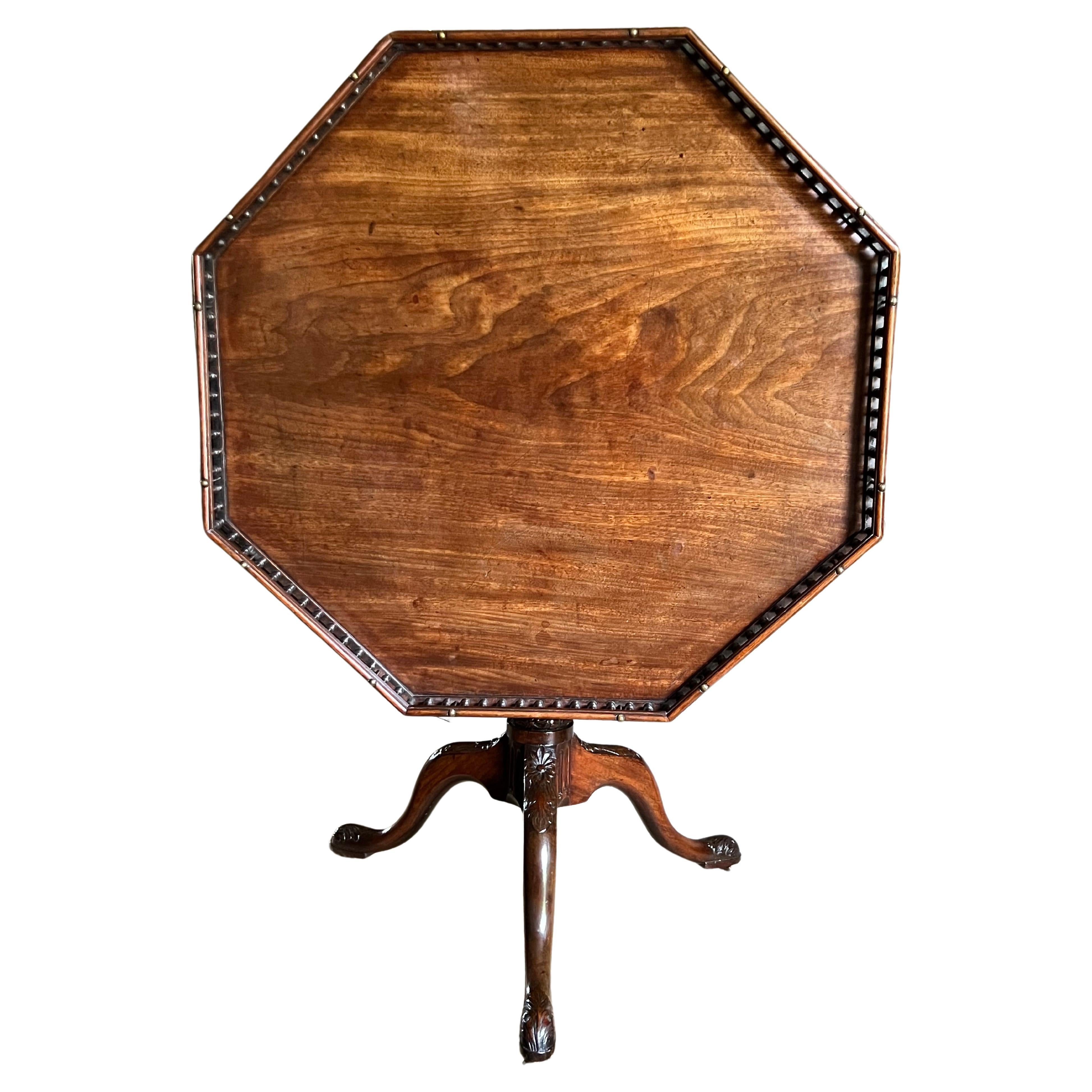 Fine and Rare George II Mahogany Galleried Octagonal Table For Sale