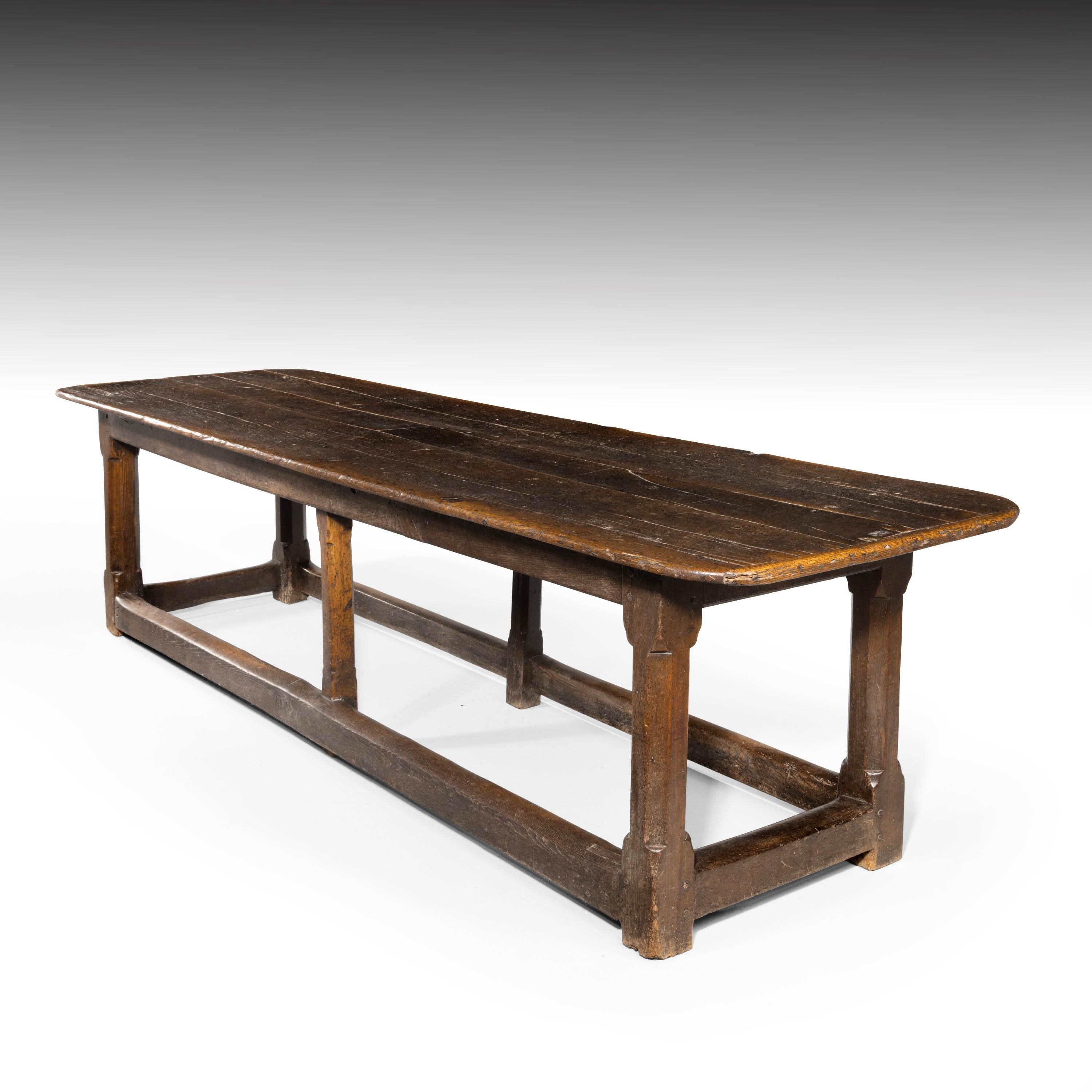 English Fine and Rare Late 18th Century Oak Trestle Table