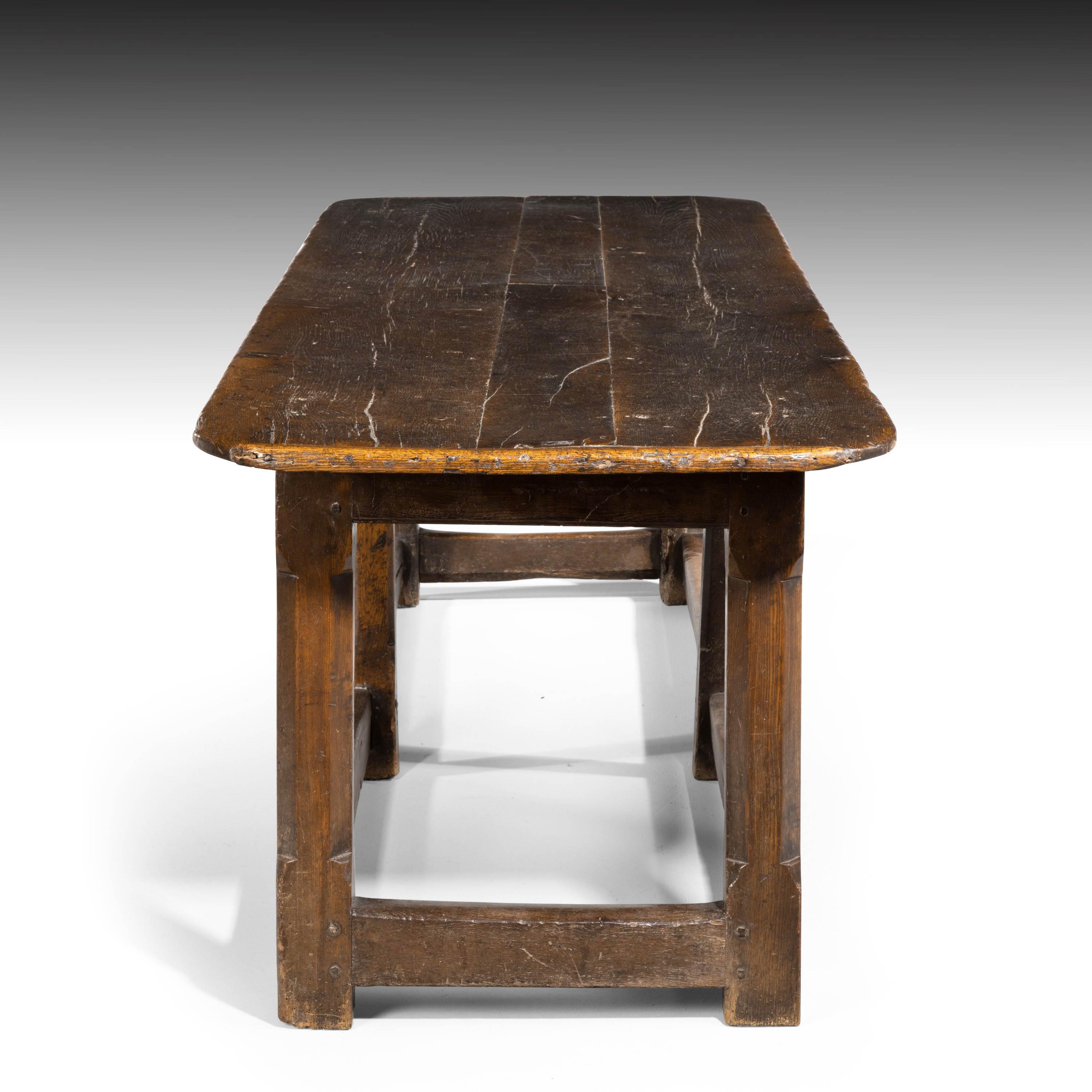 Fine and Rare Late 18th Century Oak Trestle Table 4