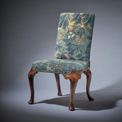 Fine and Rare George I 18th c. Walnut and Marquetry Chair with Tapestry Fragment