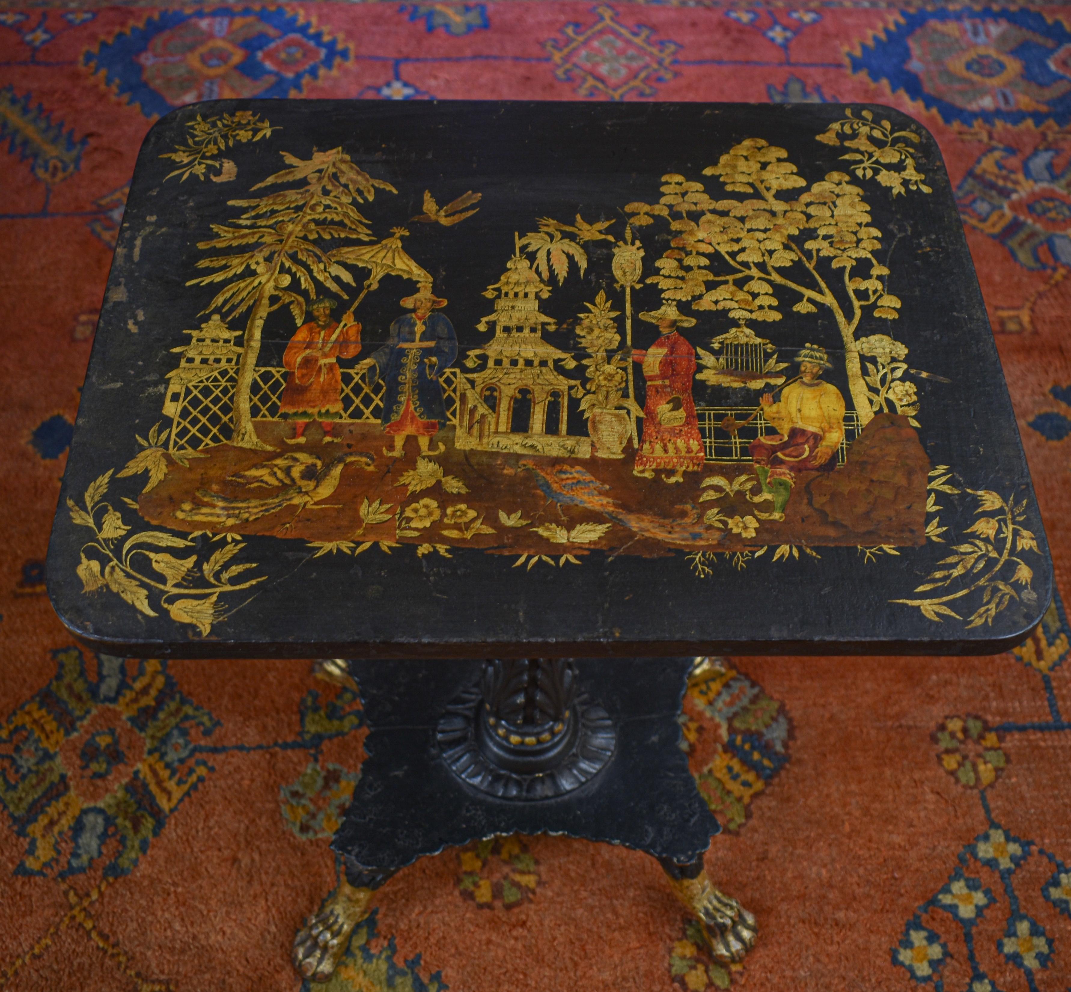 Wood Fine and Rare Regency Chinoiserie Occasional Table For Sale