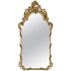Fine and Tall Louis XV Style Carved Giltwood Mirror, circa 1870