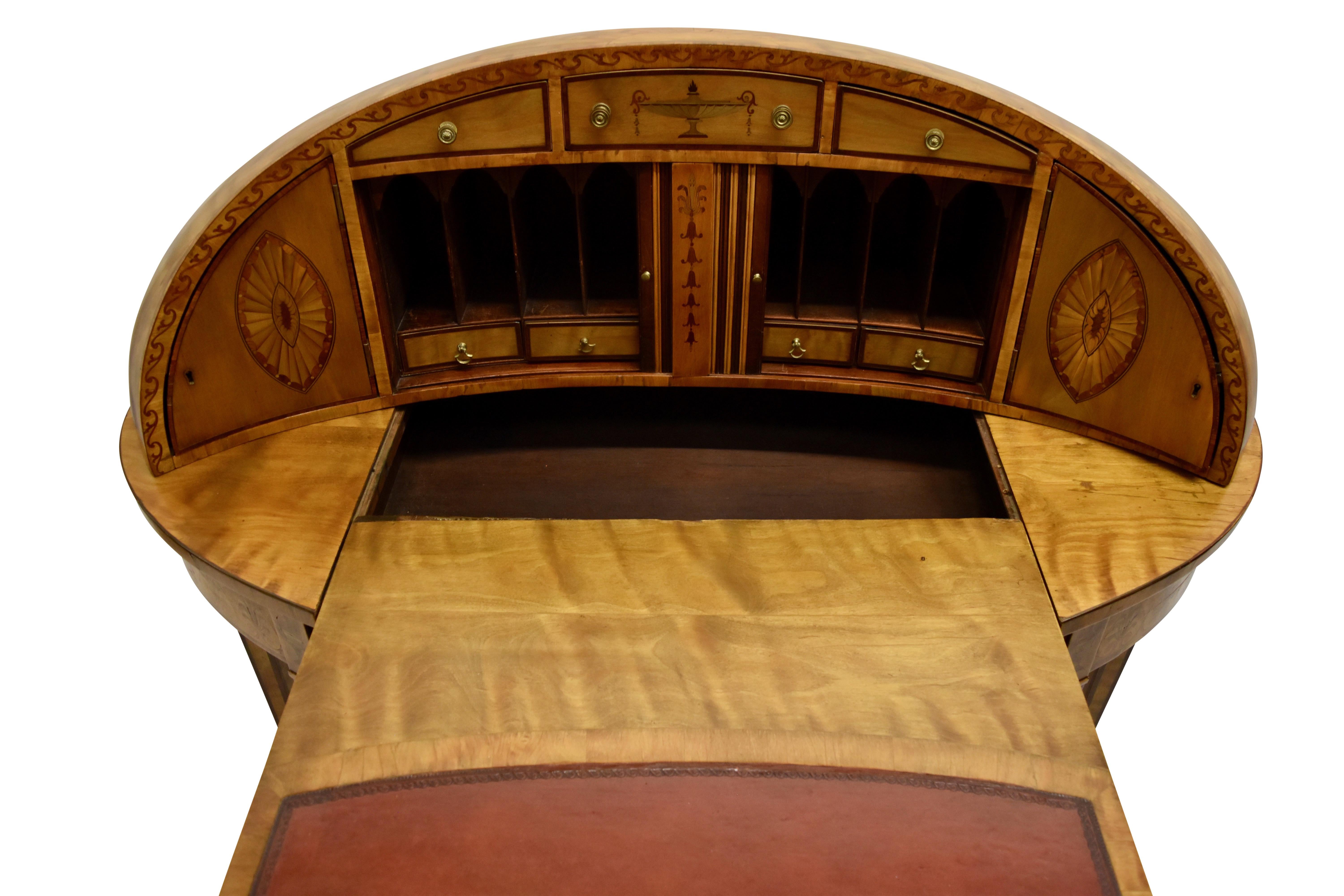 English Fine and Unique Satinwood Georgian Writing Table