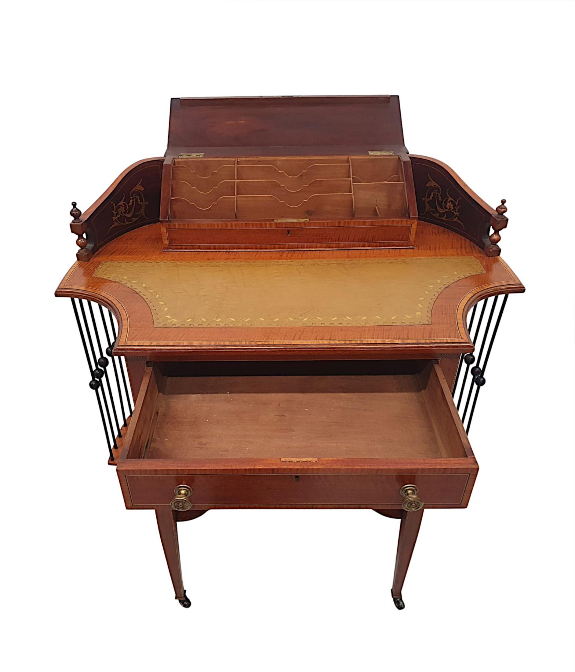 20th Century Fine and Unusual Edwardian Inlaid Leather Top Desk For Sale
