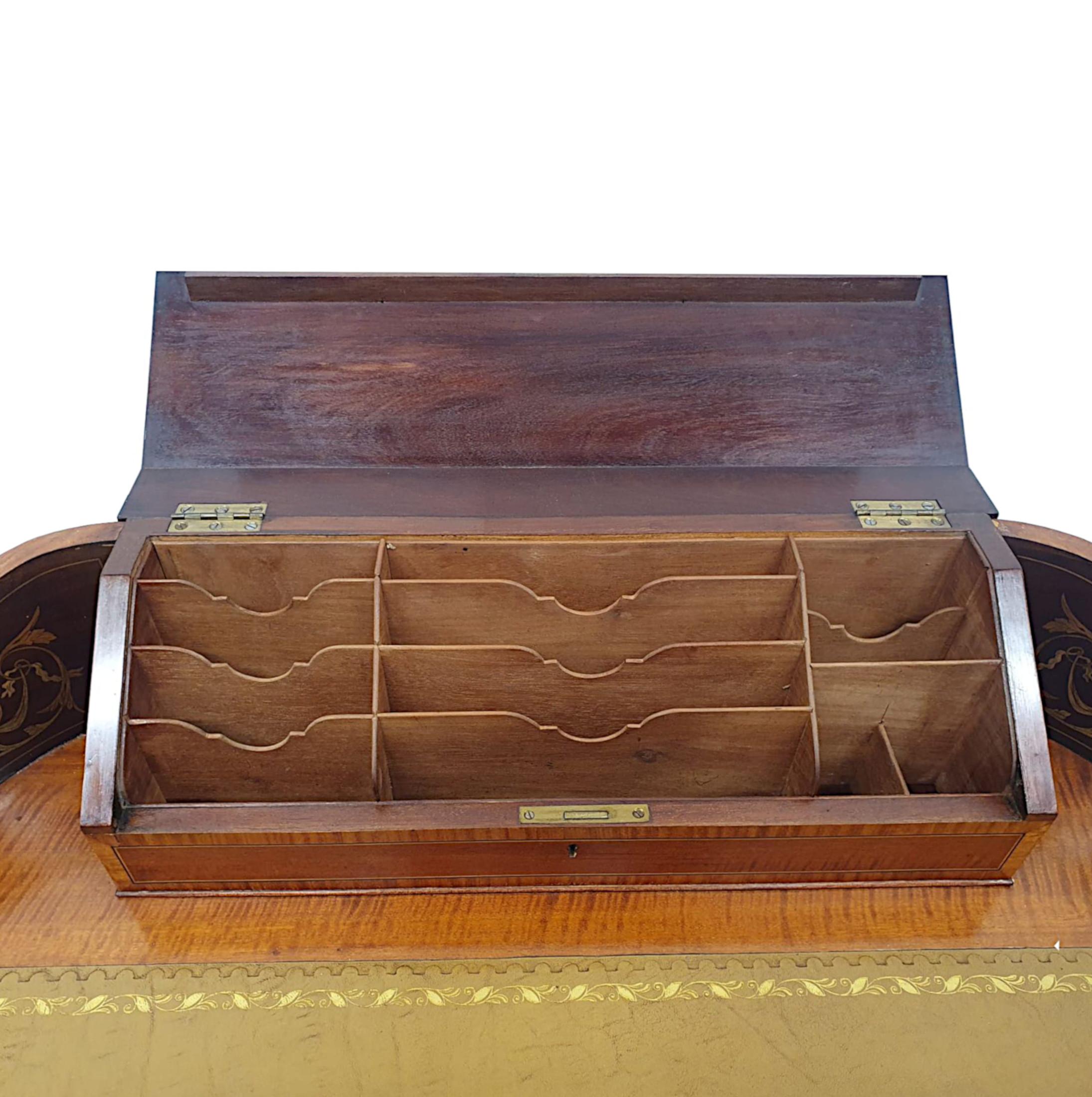 Fine and Unusual Edwardian Inlaid Leather Top Desk For Sale 1