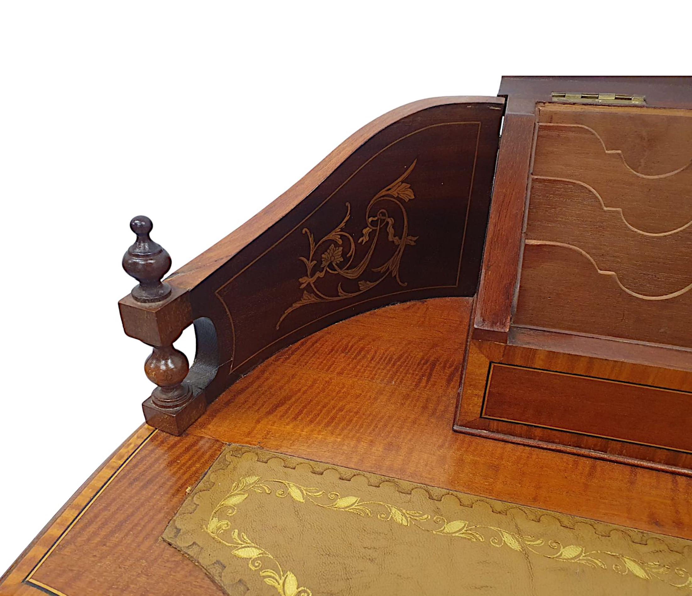 Fine and Unusual Edwardian Inlaid Leather Top Desk For Sale 2
