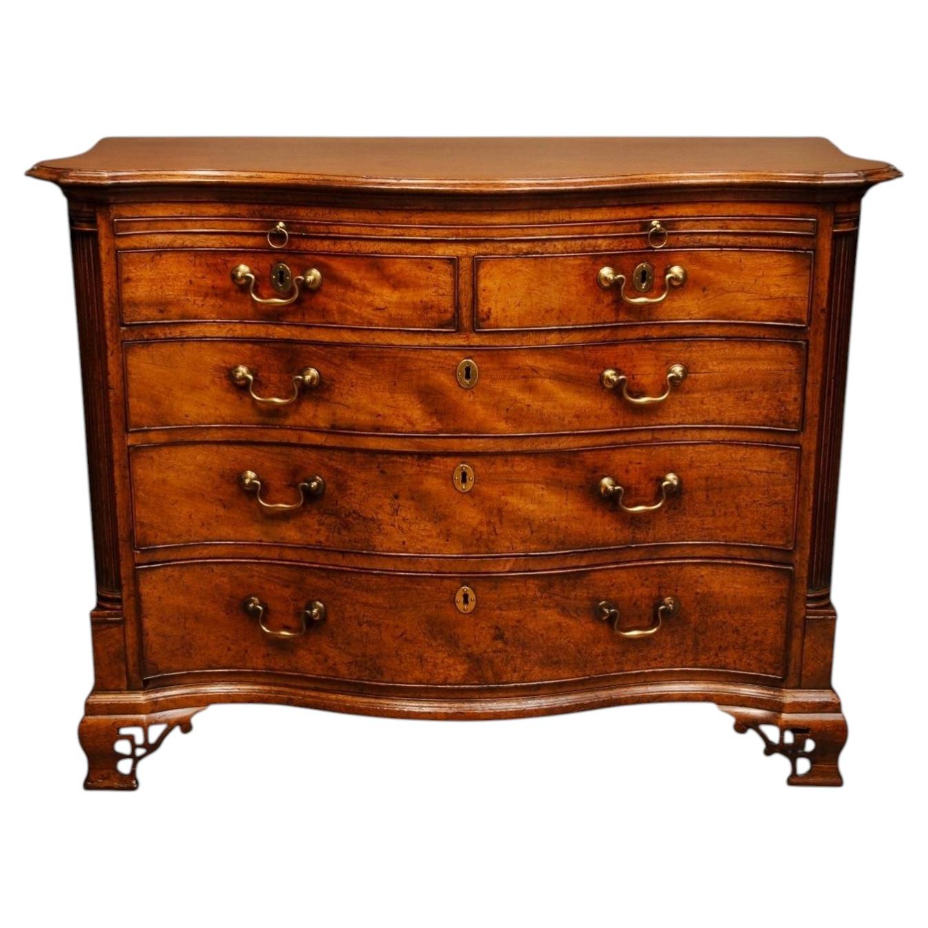 A Fine and Unusual Lancashire Mahogany Serpentine Chest For Sale