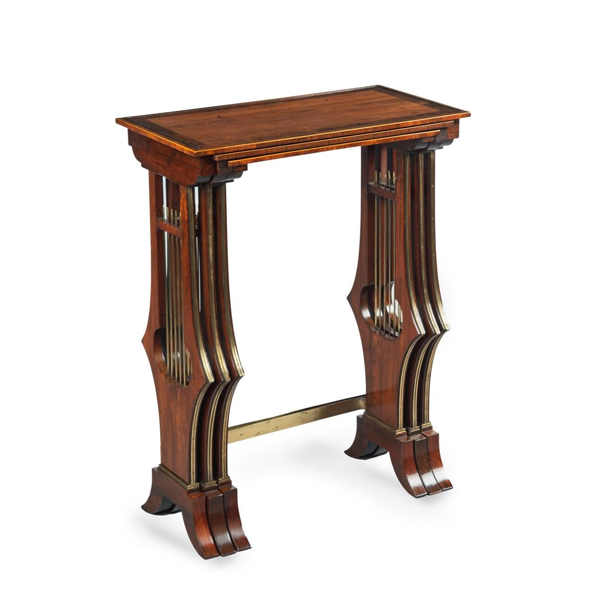 19th Century A fine and unusual nest of three Regency tables For Sale