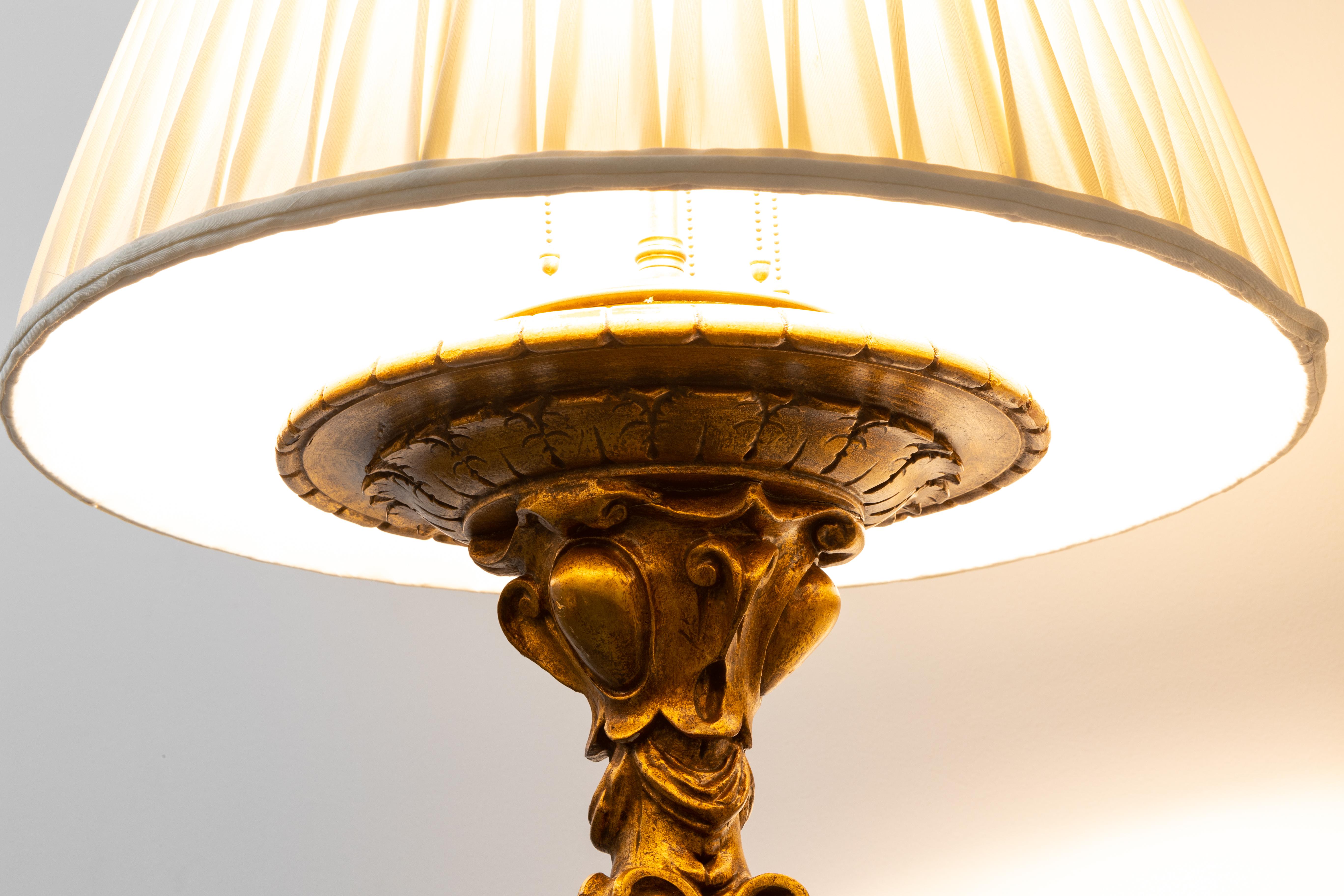 Louis Philippe Fine and Well Carved Monumental 19th Century French Gilt Floor Lamp For Sale