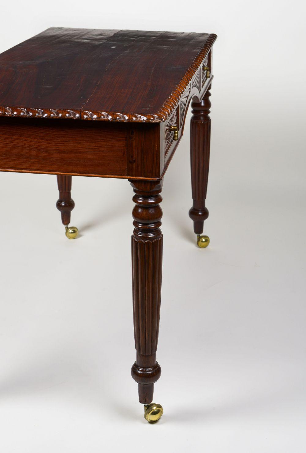 A Fine Anglo-Indian Carved Padouk Writing Table, Ceylonese For Sale 1
