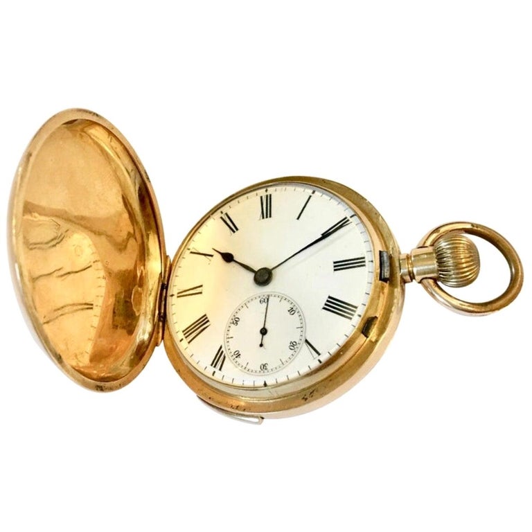 Fine Antique 18 Karat Gold Full Hunter Quarter Repeating Pocket Watch For Sale at 1stDibs full