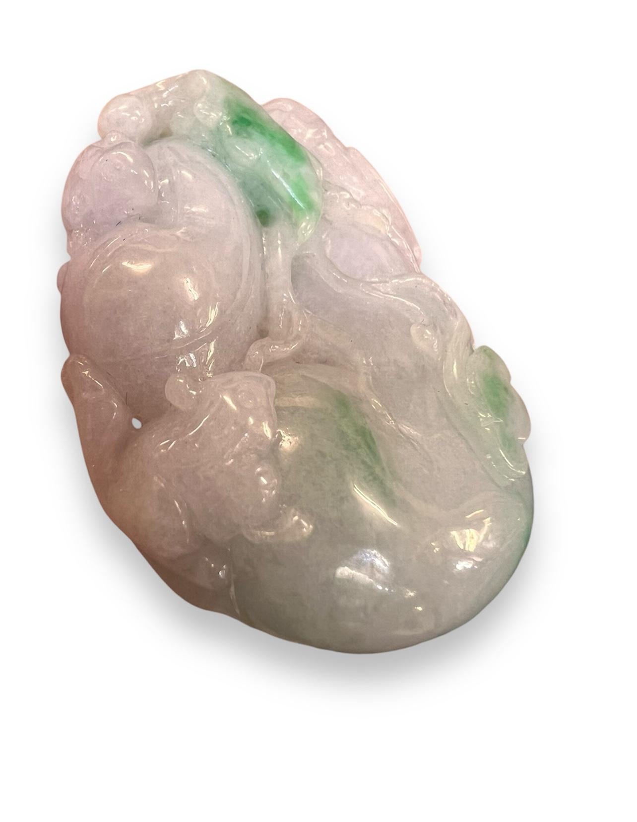 Hand-Carved A Fine Antique Chinese Jade Jadeite Toggle Pendant Carving. For Sale