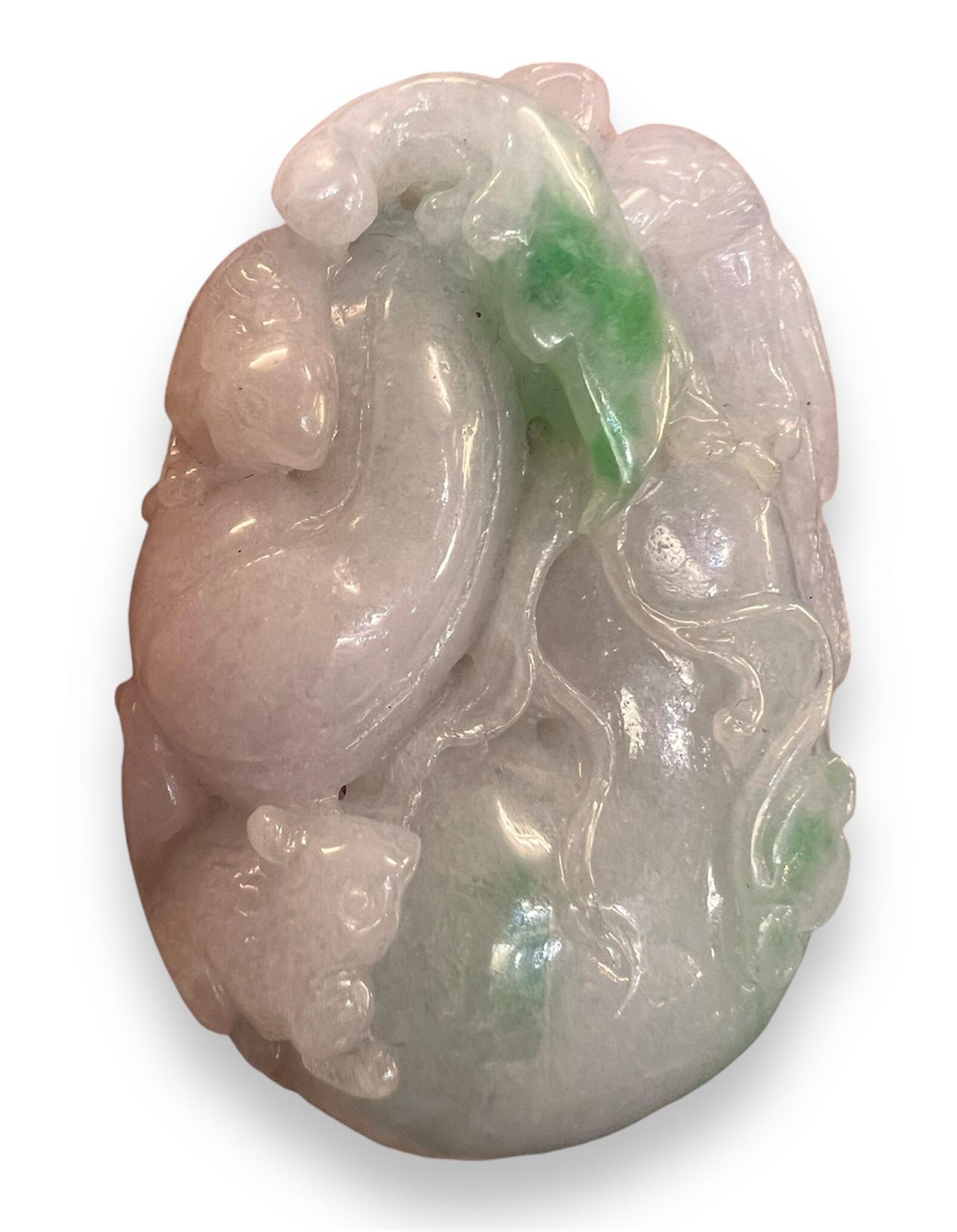20th Century A Fine Antique Chinese Jade Jadeite Toggle Pendant Carving. For Sale