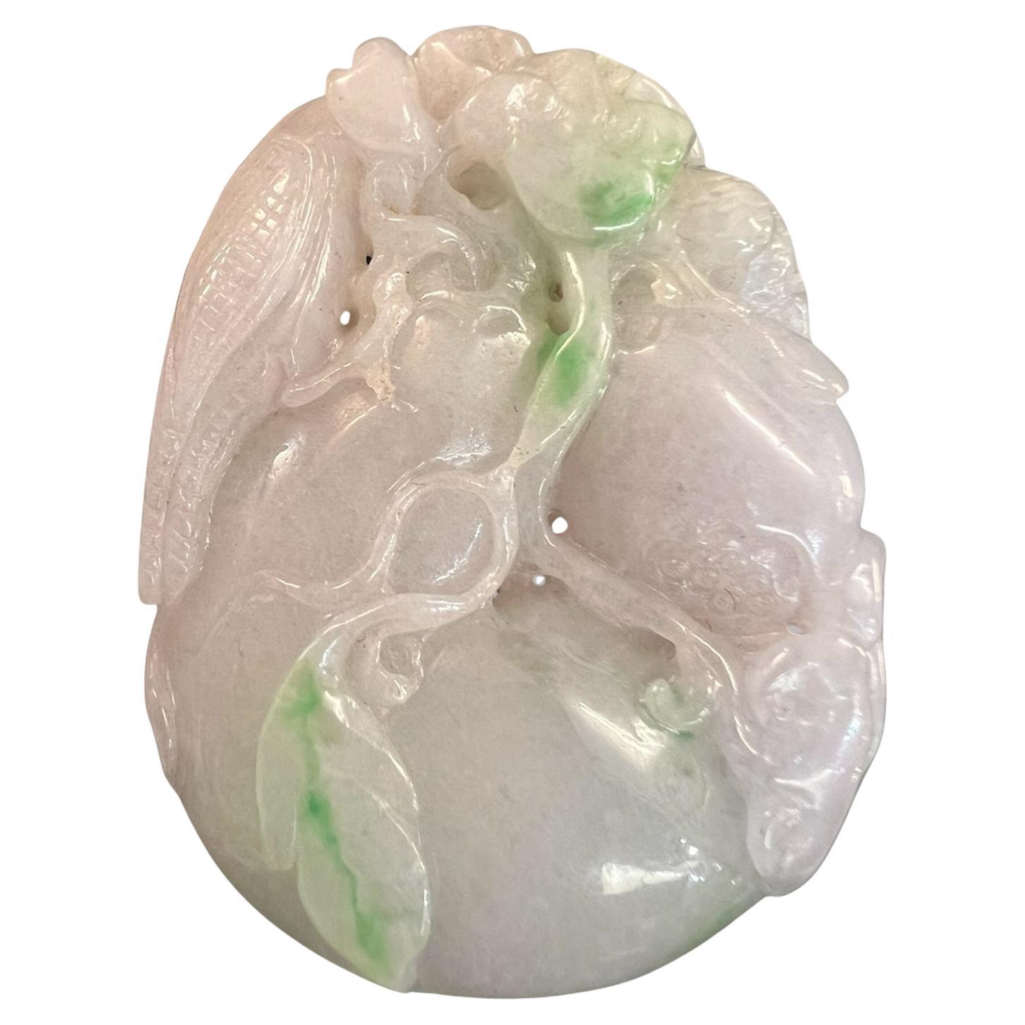 A Fine Antique Chinese Jade Jadeite Toggle Pendant Carving.