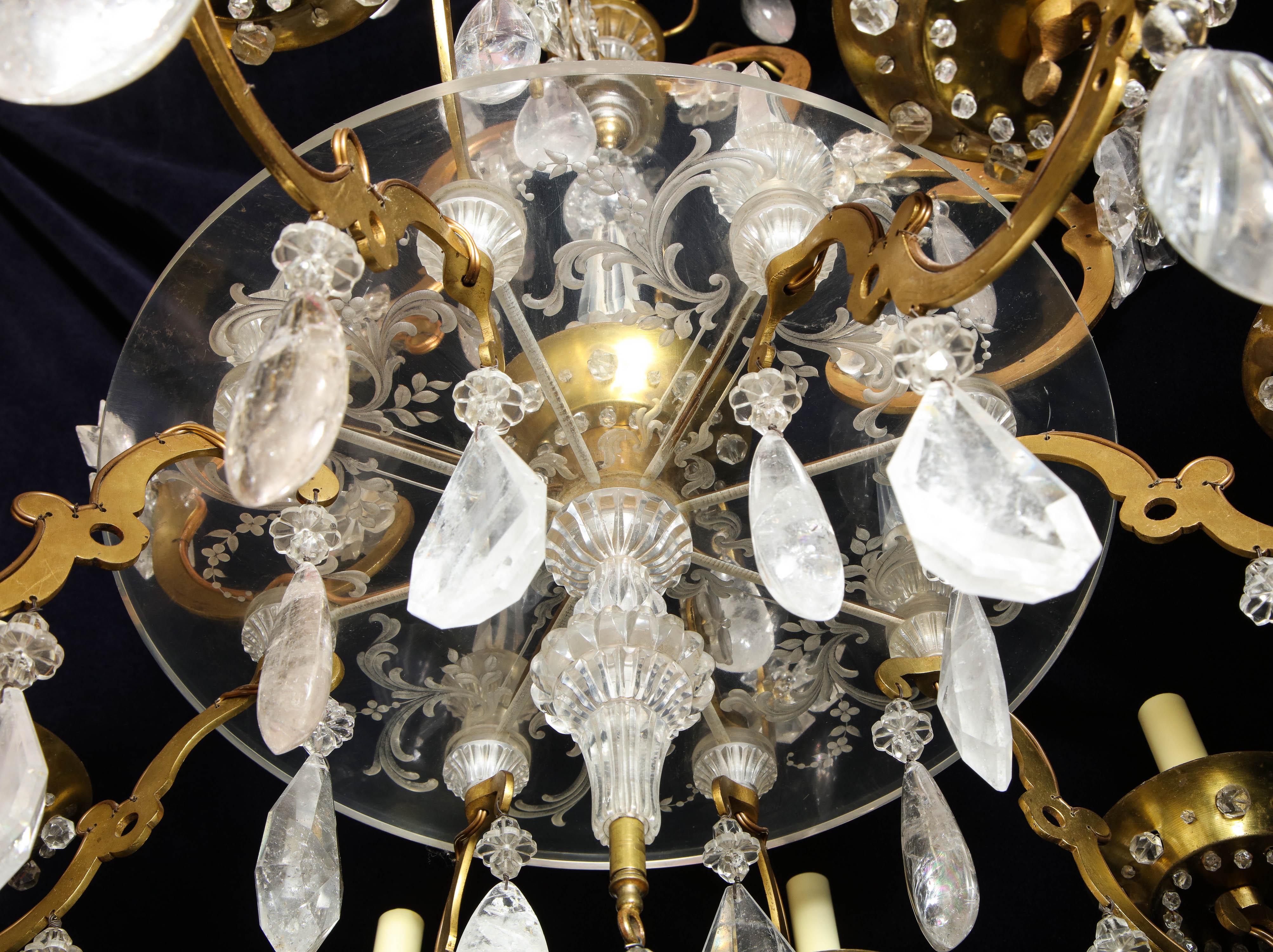 Fine Antique French Baguès Style Gilt Bronze and Rock Crystal Chandelier For Sale 9