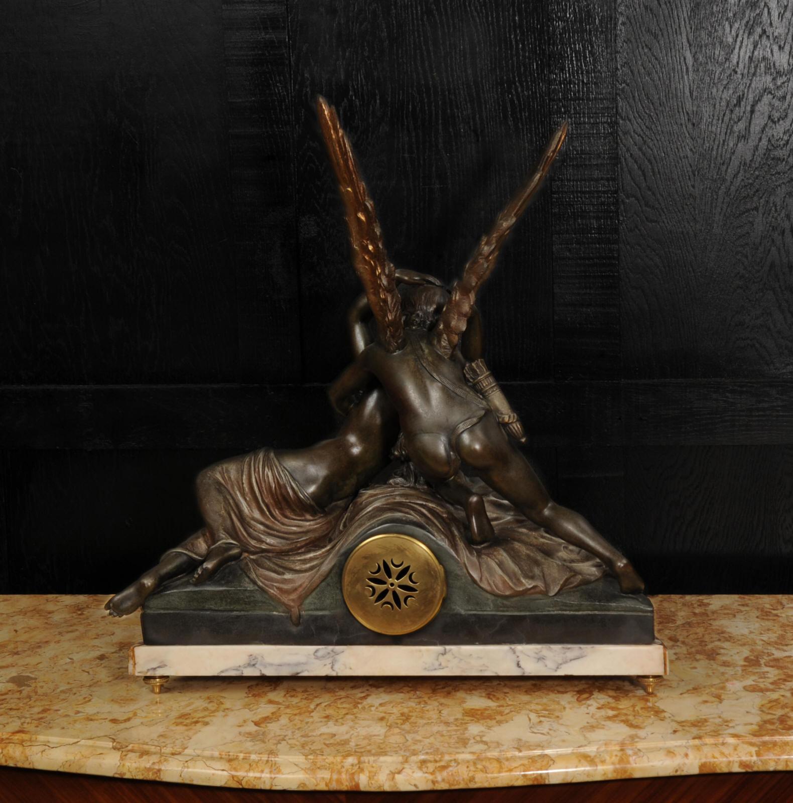 Eine feine Antique French Figural Mantel Uhr Amour et Psyche-nach Antonio Canova im Angebot 6