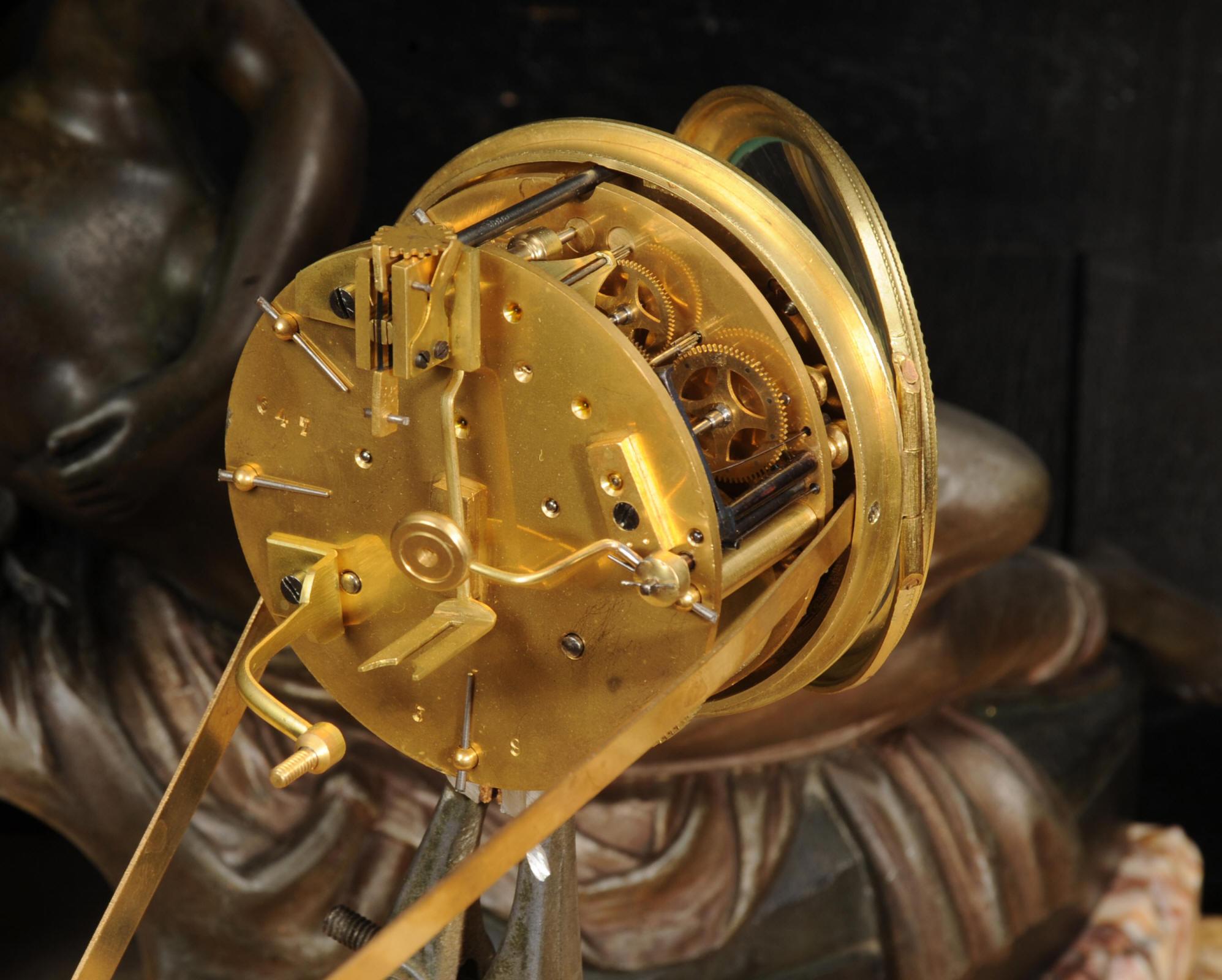 Eine feine Antique French Figural Mantel Uhr Amour et Psyche-nach Antonio Canova im Angebot 11