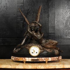 A Fine Antique French Figural Mantel Clock Amour et Psyche-After Antonio Canova