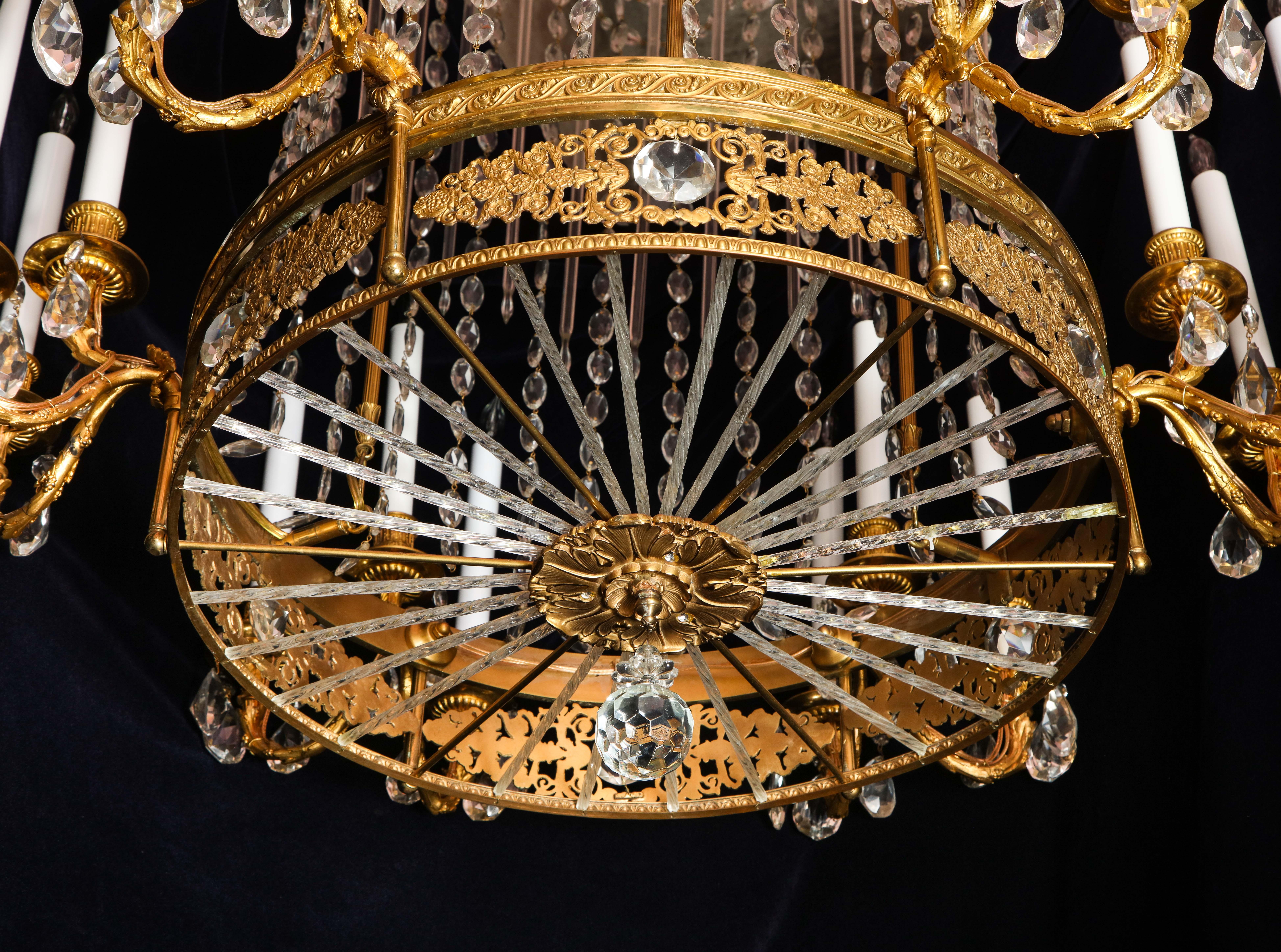 Fine Antique French Louis XVI Style Gilt Bronze and Cut Crystal Chandelier 6