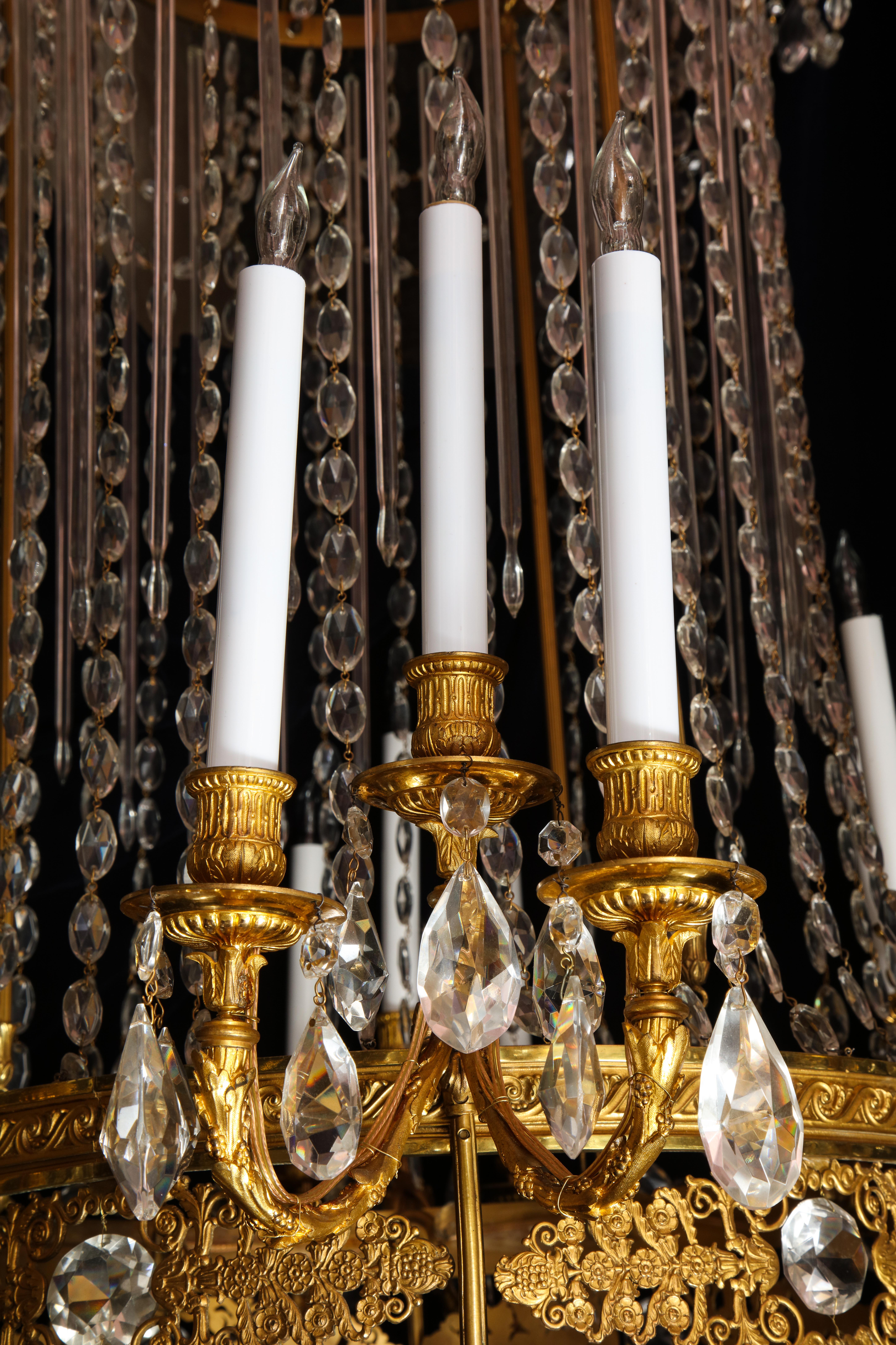 Fine Antique French Louis XVI Style Gilt Bronze and Cut Crystal Chandelier For Sale 2