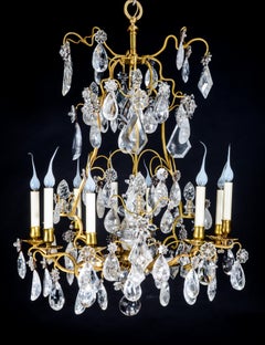 Antique French Louis XVI Style Vergoldete Bronze und geschliffener Bergkristall Kronleuchter