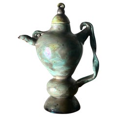 A fine art ceramic glazed teapot, signed by artist, late 20th century