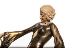 Fine Art Deco Bronze Sculpture of a Lady with Two Greyhounds by Georges Gori