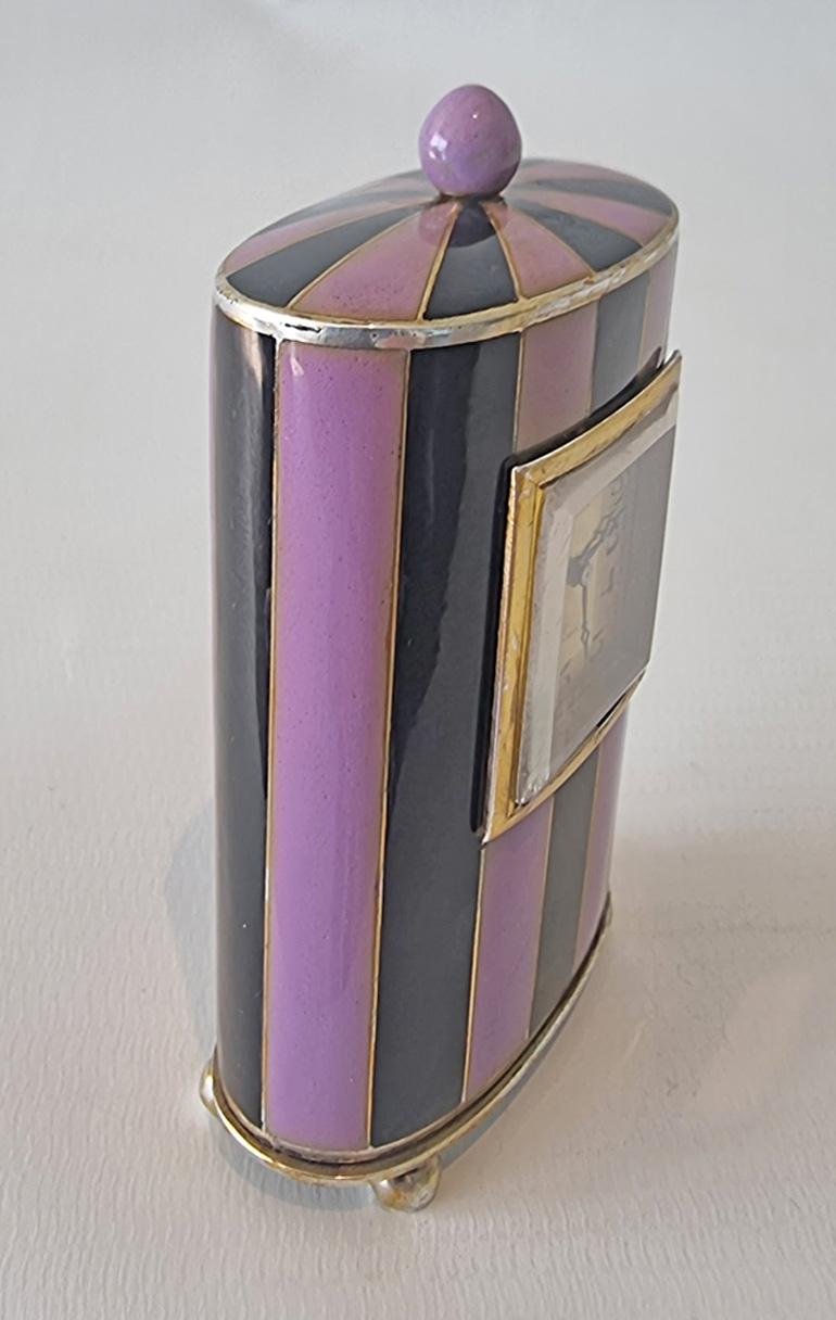 A Fine Art Deco Silver and Black and Purple Enamel Miniature Carriage by Juvenia In Good Condition For Sale In London, GB