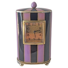 A Fine Art Deco Silver and Black and Purple Enamel Miniature Carriage by Juvenia