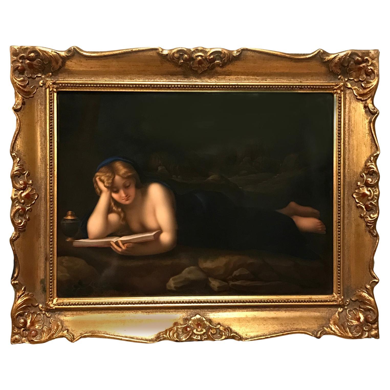 A Fine Berlin (KPM) Porcelain Plaque of a Reclining Lady 