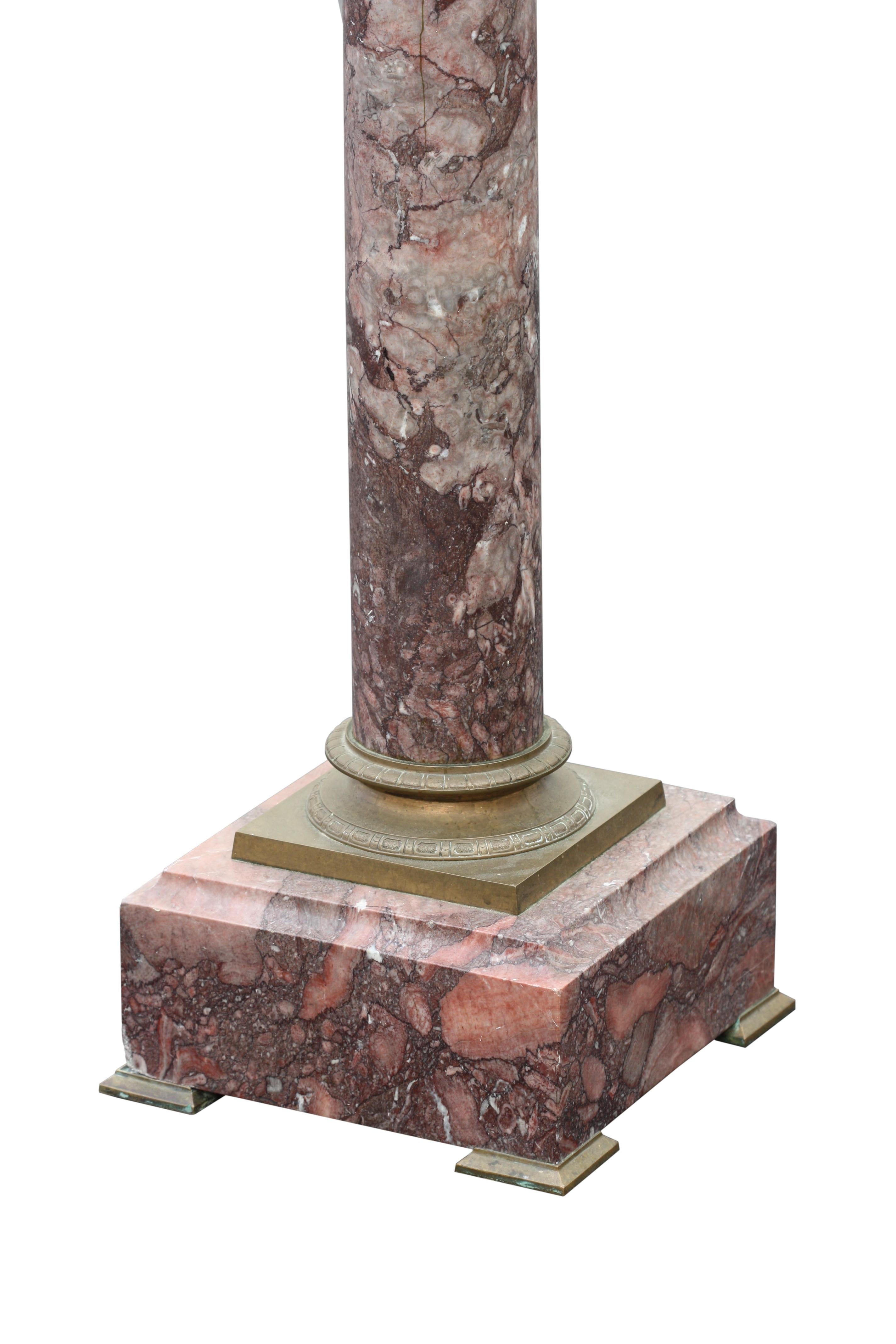 20th Century Fine Black and Rouge Marble Pedestal Column For Sale