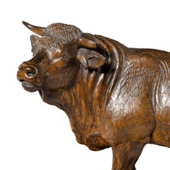 Fine 'Black Forest' Linden Wood Model of a Standing Bull, Swiss, circa 1890