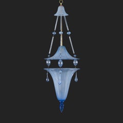 Hängelaterne aus blauem Muranoglas von Martinuzzi für Venini