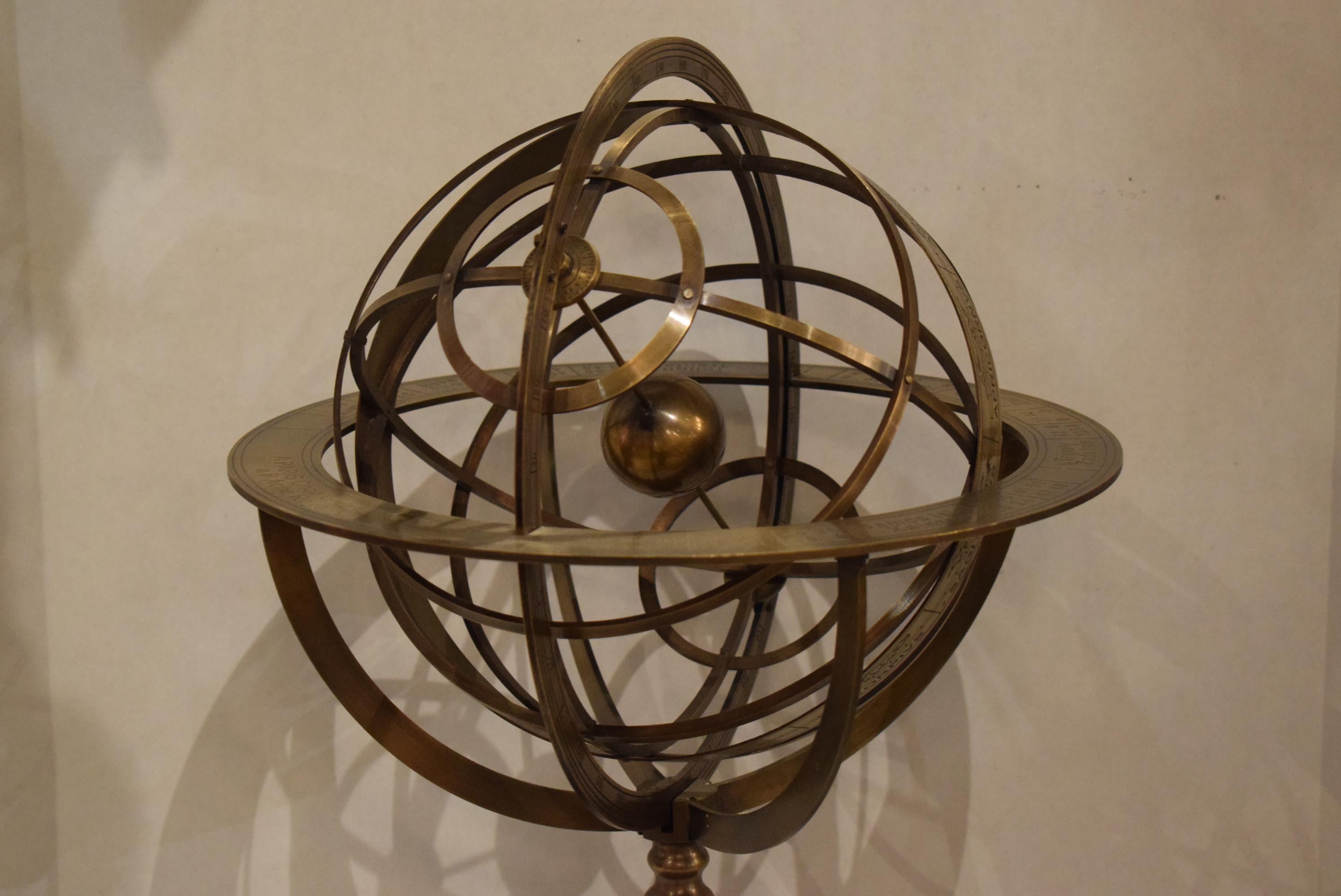Fine Bronze Armillary Sphere on Wooden Base at 1stDibs