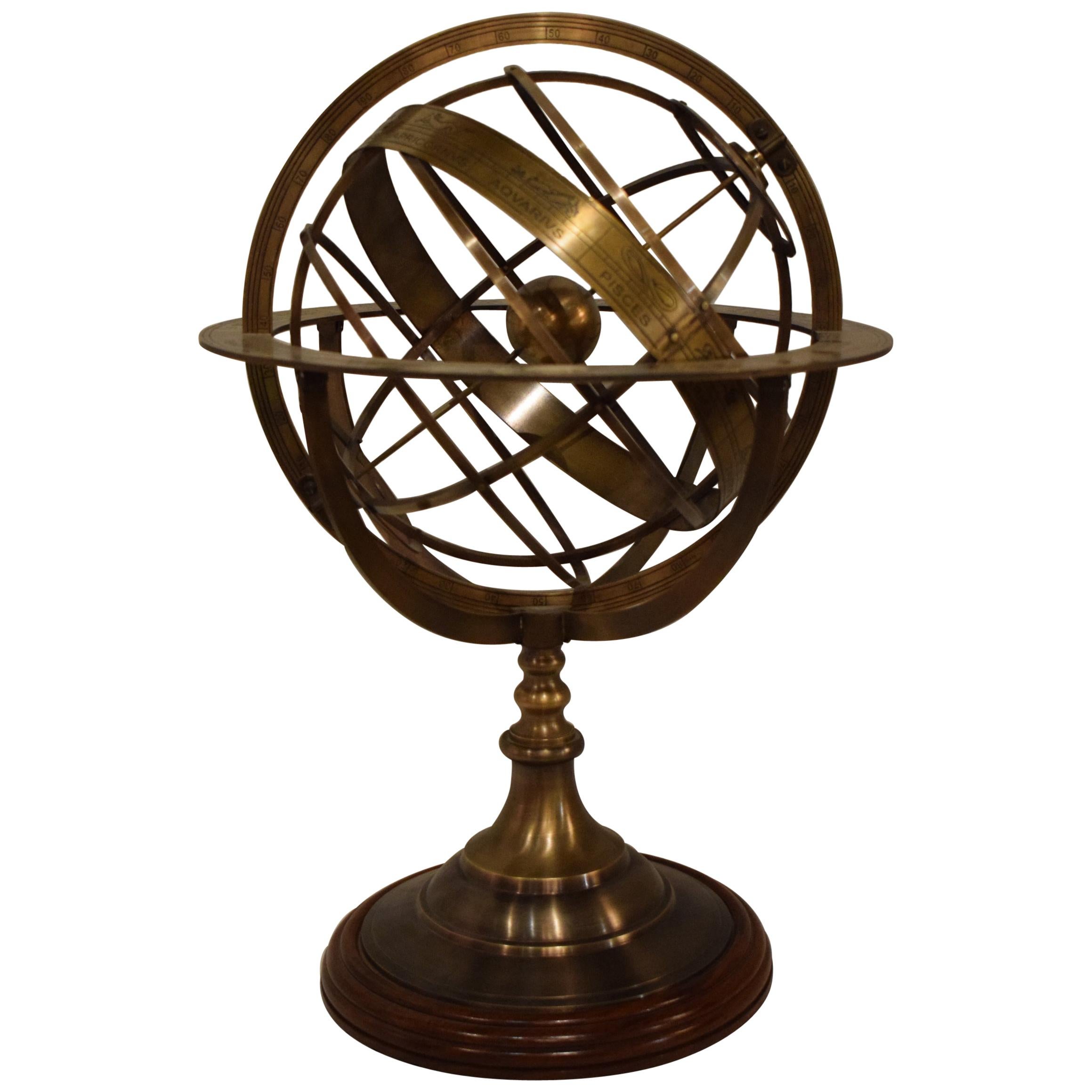 Fine Bronze Armillary Sphere on Wooden Base at 1stDibs