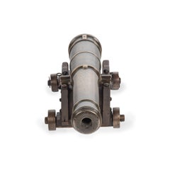 A fine bronze naval 5 stage signalling cannon on a naval dockyard elm carriage w