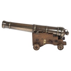 A fine bronze naval 5 stage signalling cannon on a naval dockyard elm carriage w