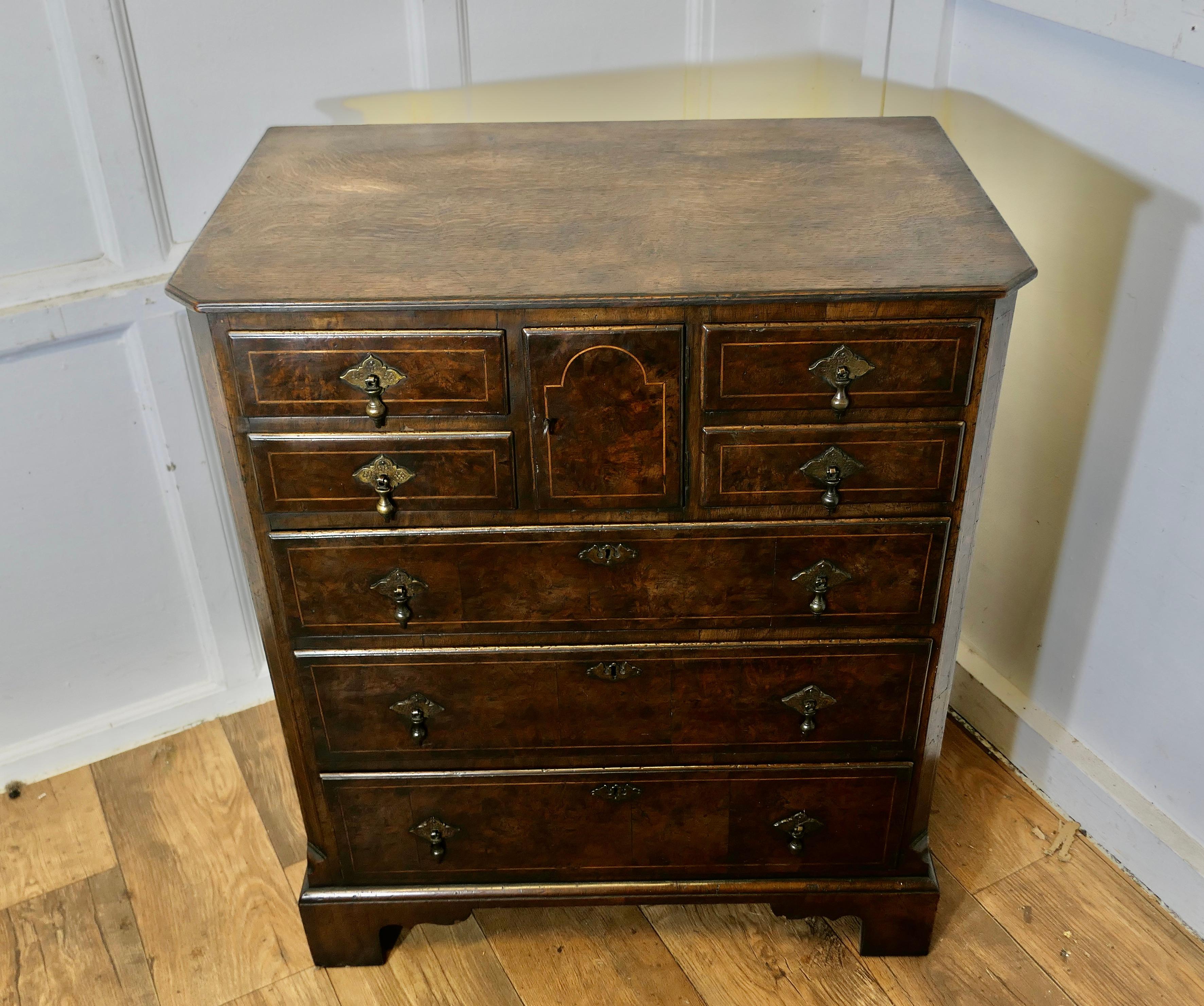 Georgiano Un'elegante cassettiera in noce di Bur e Oak  Il Can ha una combinazione insolita di in vendita